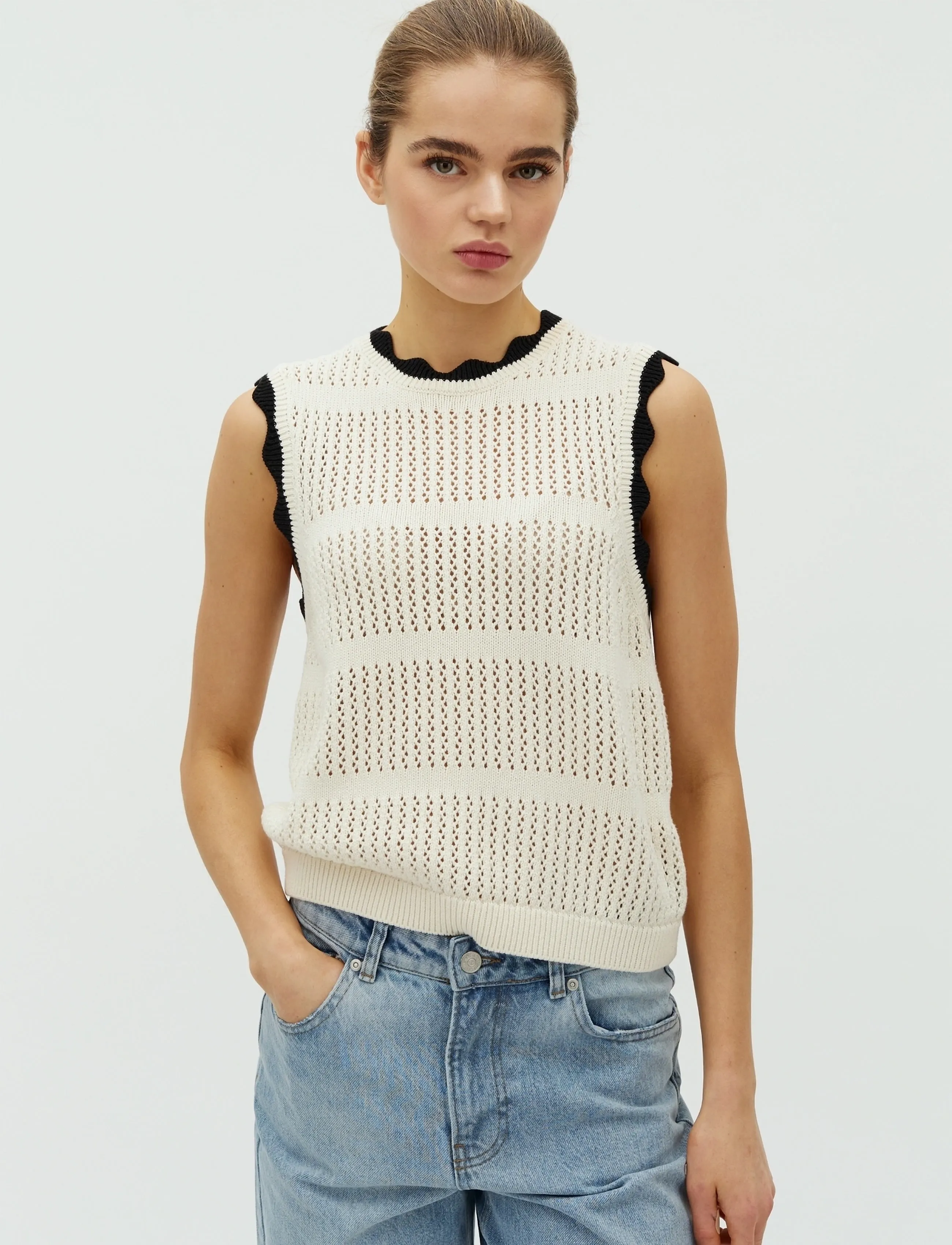 mbyM Humillia-M, S, Cream, T-Shirts & Toppe > Uden Ærmer, Dame