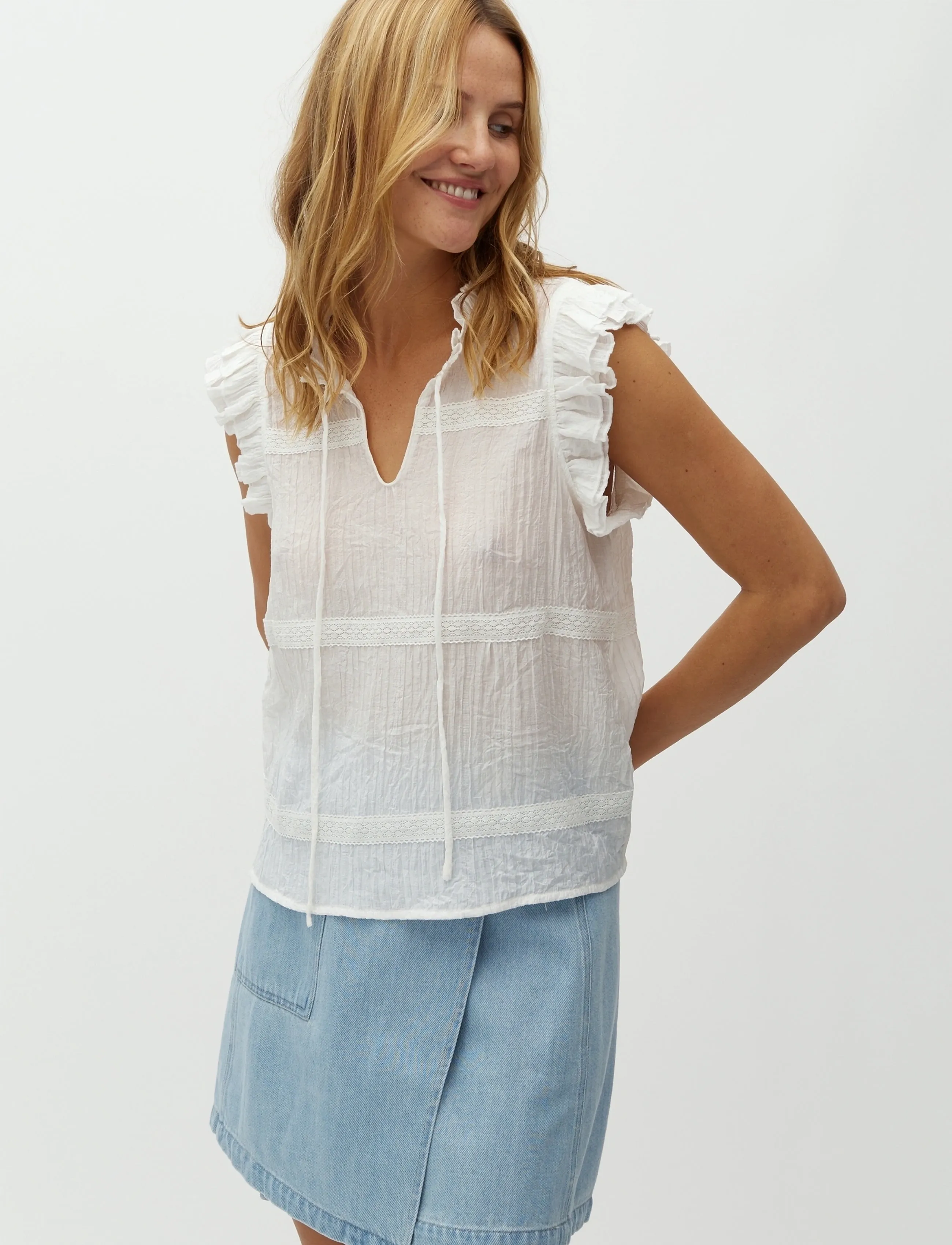 mbyM Viroeressa-M, L, White, T-Shirts & Toppe > Uden Ærmer, Dame