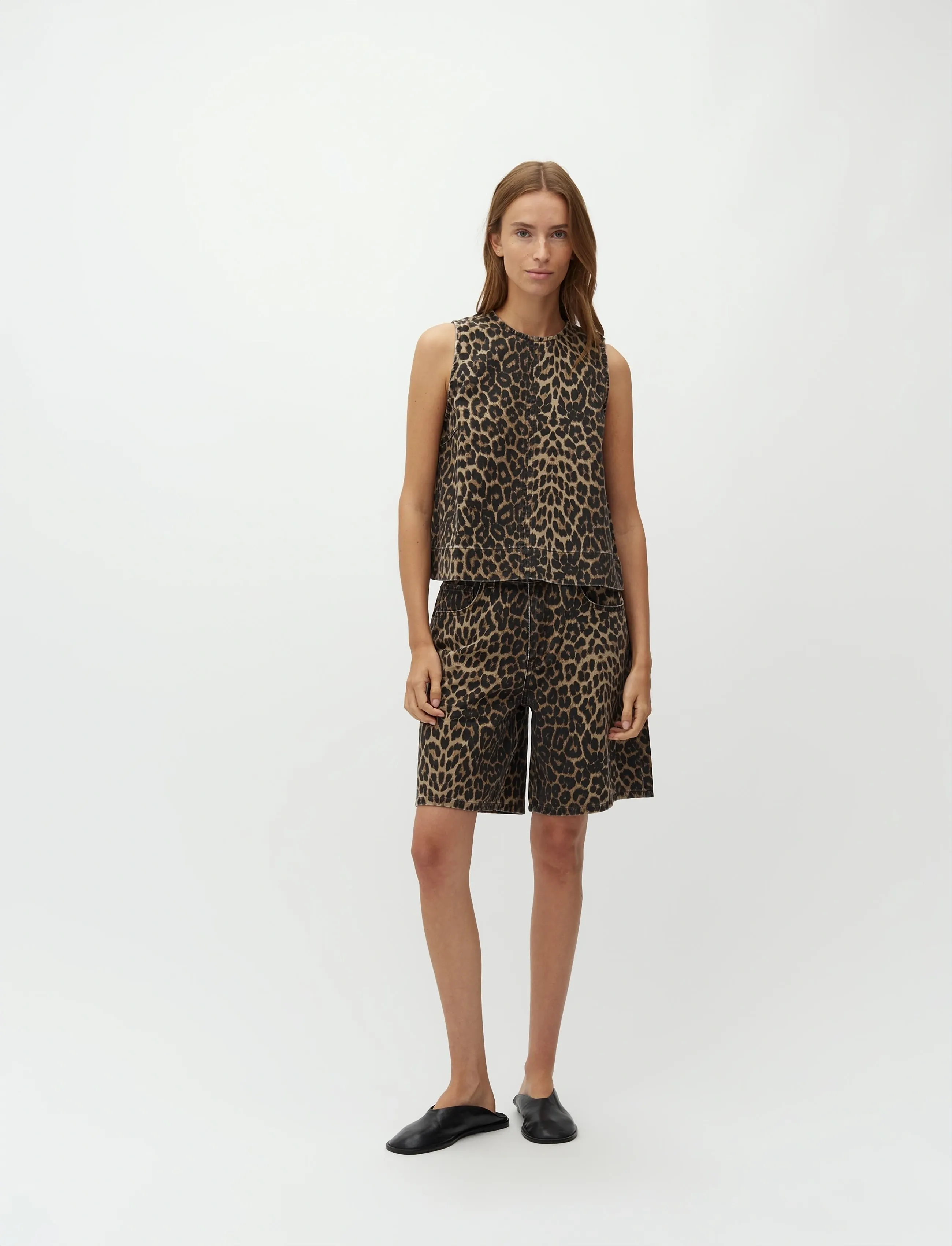 mbyM Rihne-M, Kvinder, Leopardprintet Ærmeløs Top, Brun, Str: XS