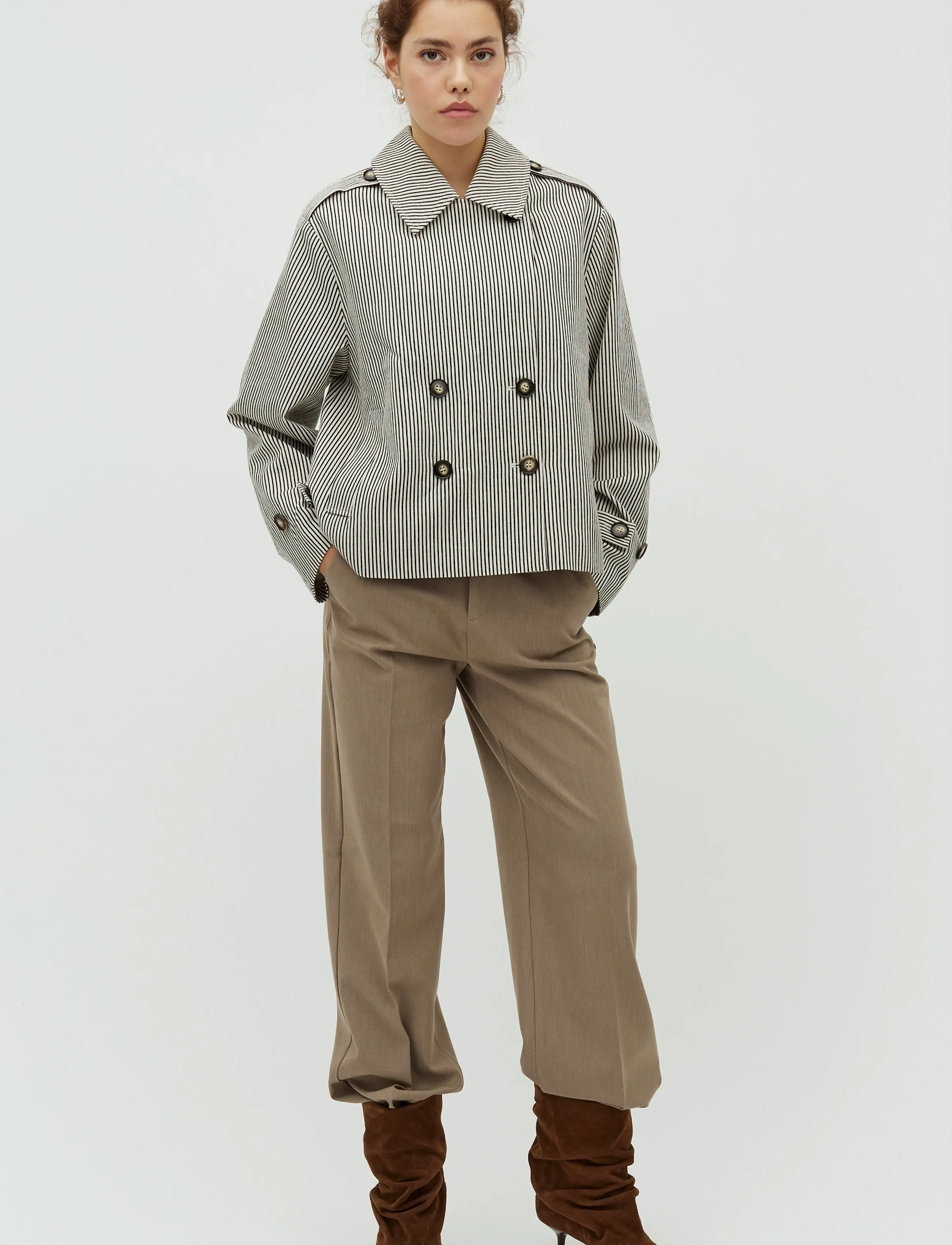 mbyM - Becker-M - trenchcoats - black beige stripe - 5
