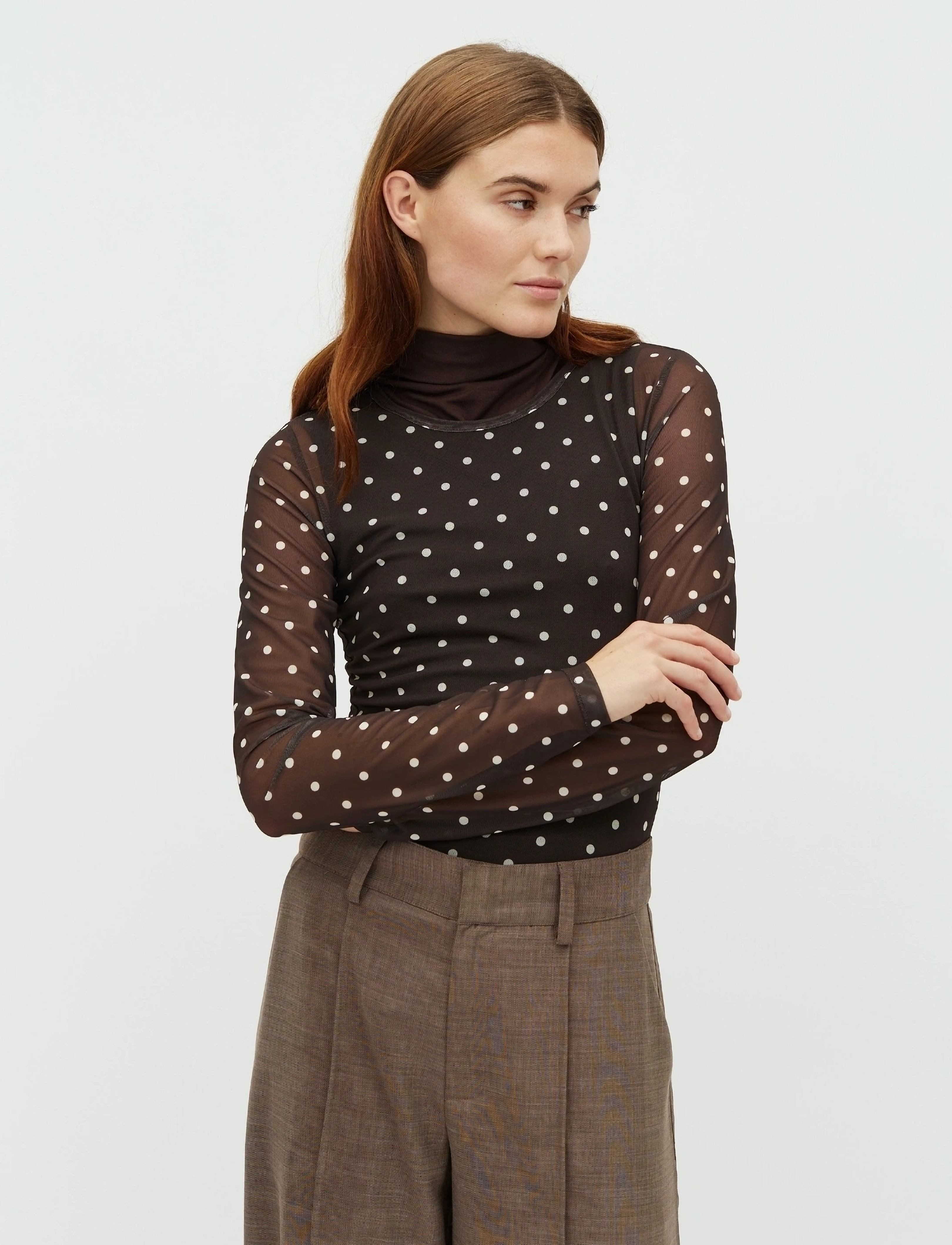 mbyM Aracelia-M, XS, Brown, T-Shirts & Toppe > Langærmede, Dame