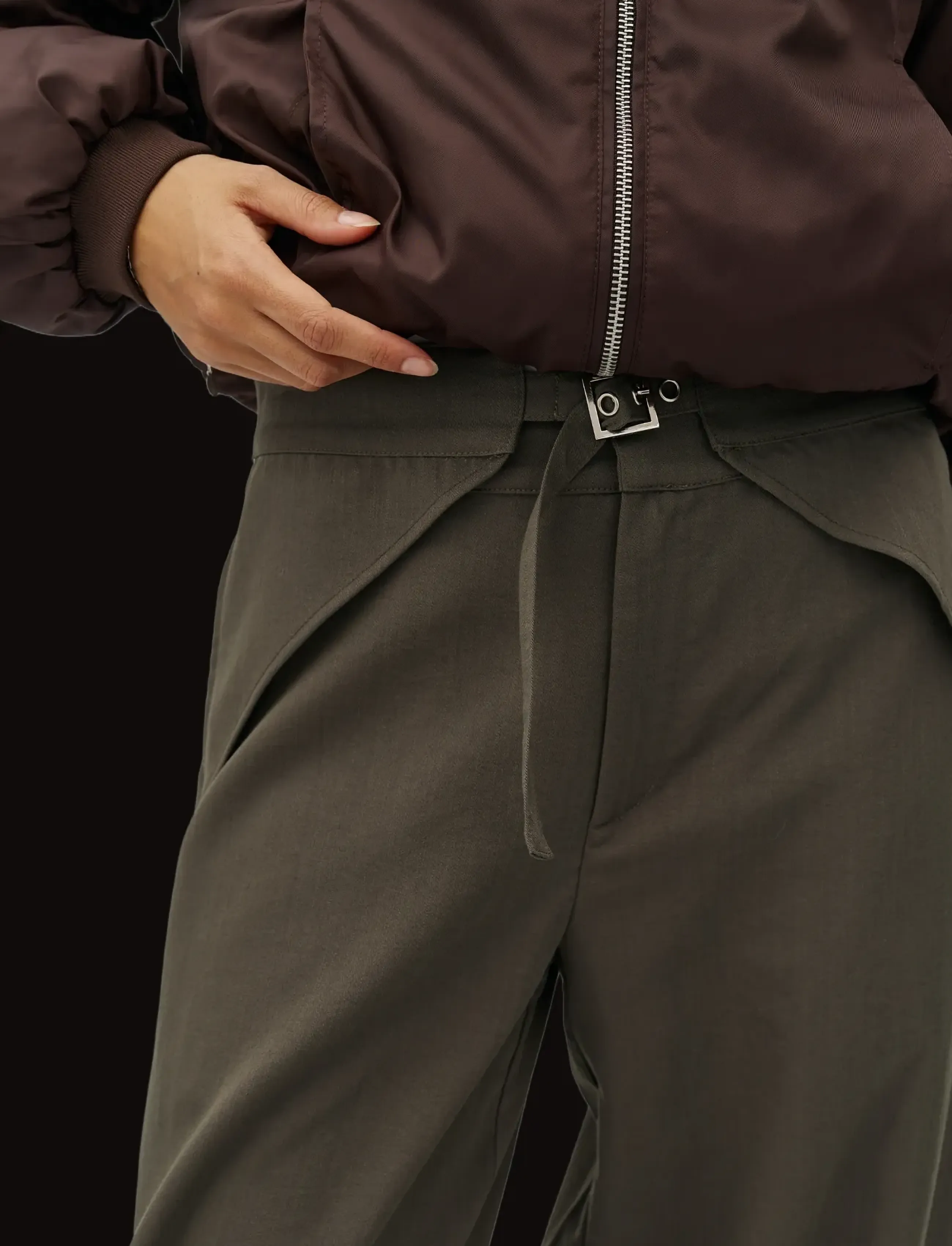 MBYM - Pija tie-M - hosen mit geradem bein - grey green - 3