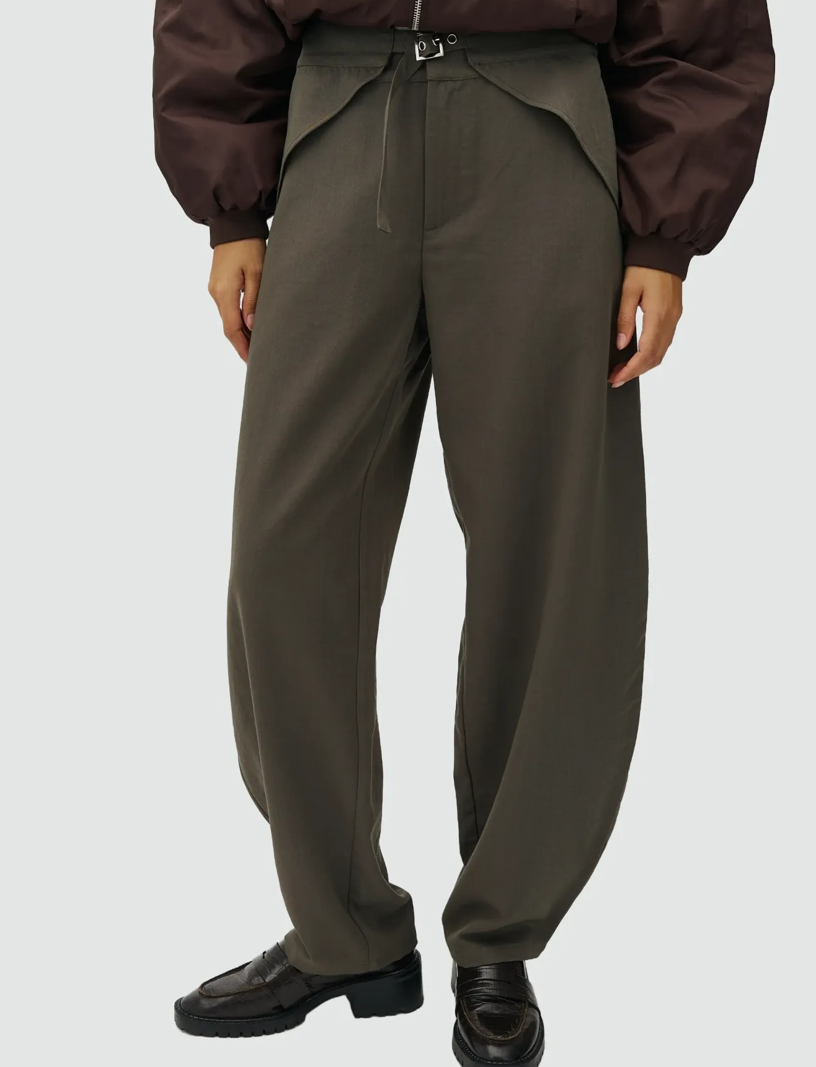 MBYM - Pija tie-M - hosen mit geradem bein - grey green - 4