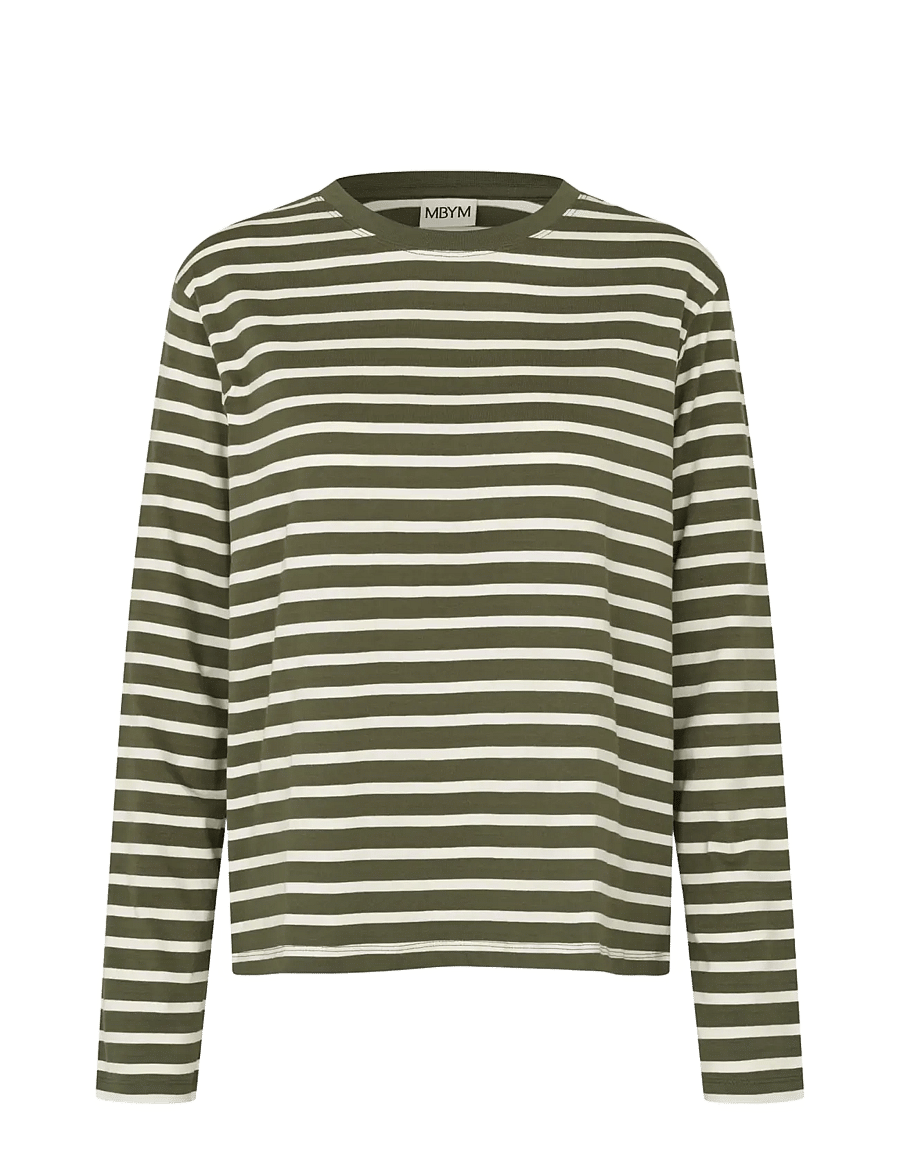 MBYM - Suvi-M - langärmlige tops - olive sugar stripe - 1