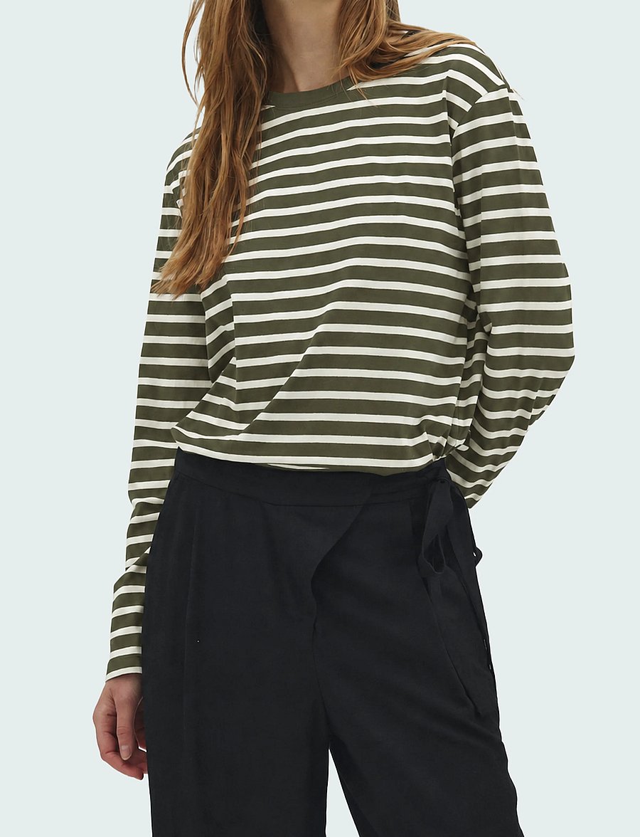 MBYM - Suvi-M - langärmlige tops - olive sugar stripe - 0