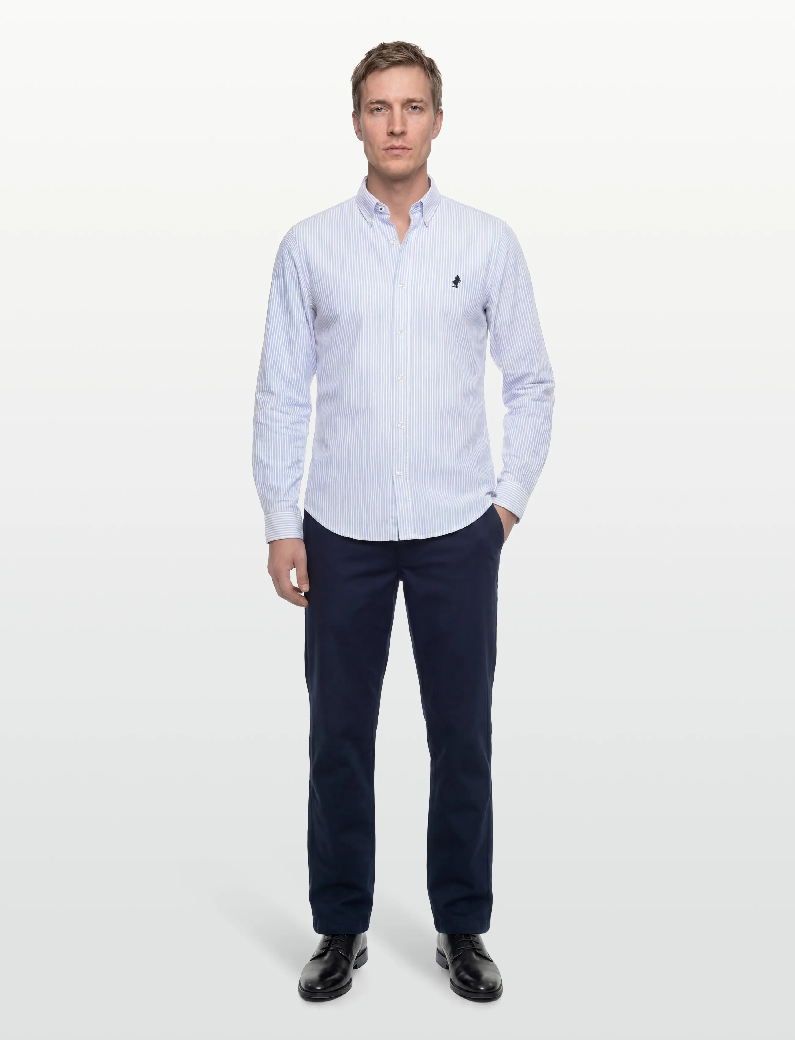 MCS - GREG REG COT MCS M SHIRT - casual skjorter - light blue stripe - 0