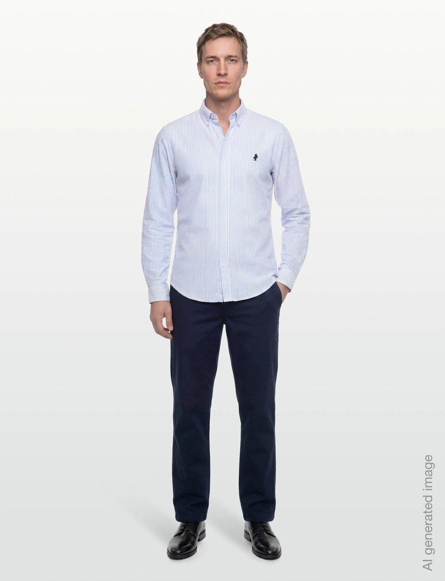 MCS - GREG REG COT MCS M SHIRT - freizeithemden - light blue stripe - 0