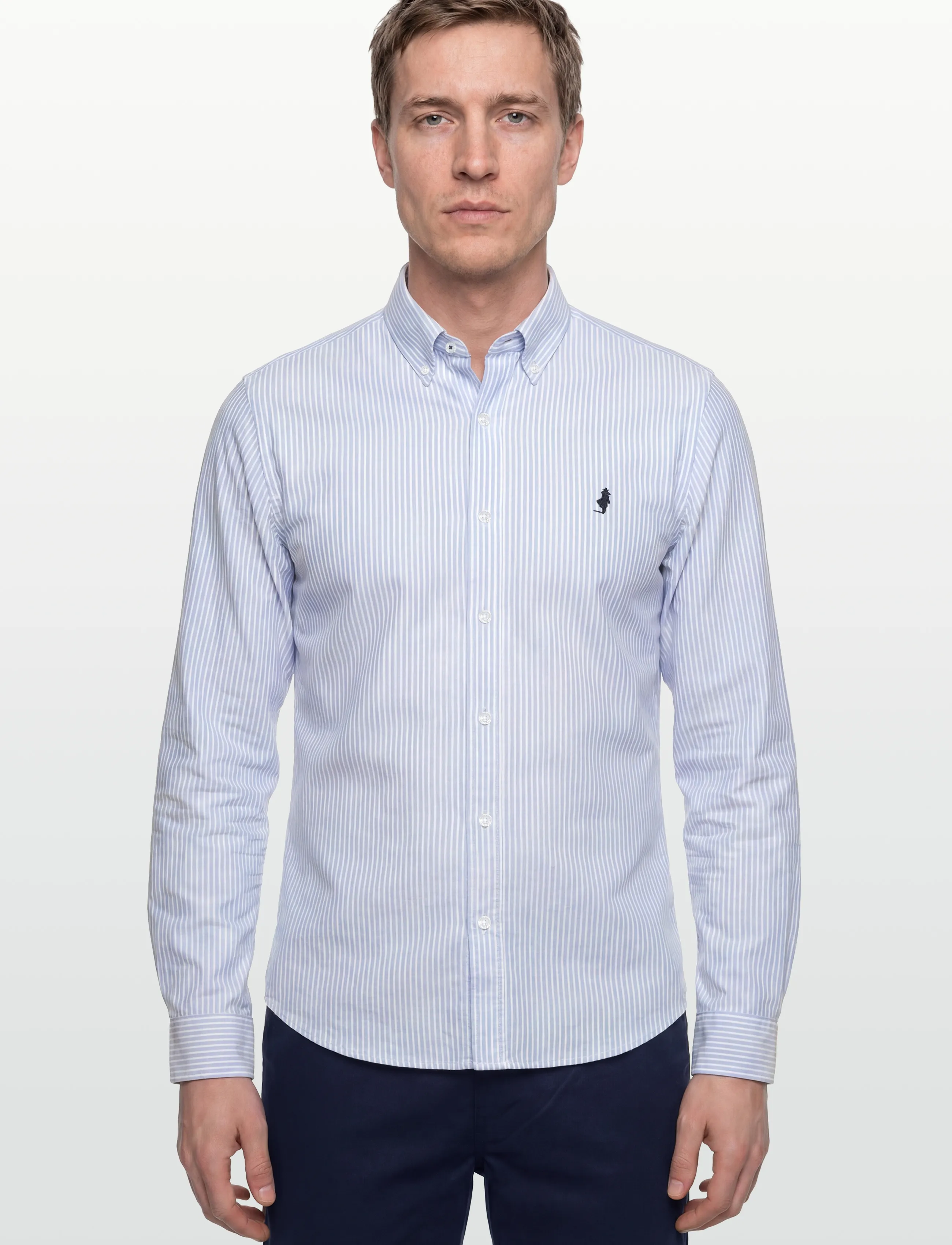 MCS - GREG REG COT MCS M SHIRT - casual skjorter - light blue stripe - 3
