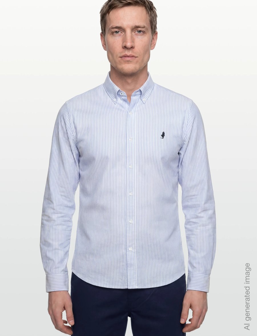 MCS - GREG REG COT MCS M SHIRT - freizeithemden - light blue stripe - 3