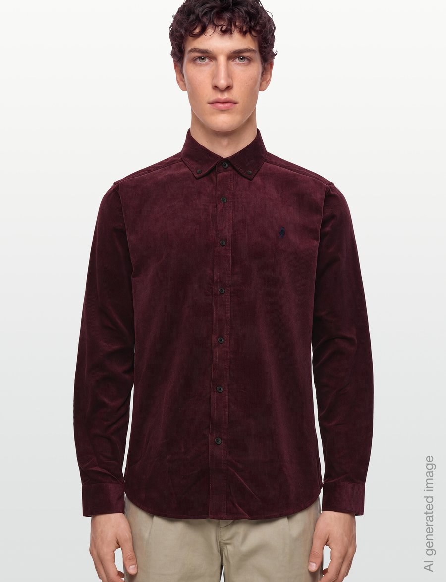 MCS - MCTHUE SHIRT LS WVN - kordinio velveto marškiniai - port royale - 3