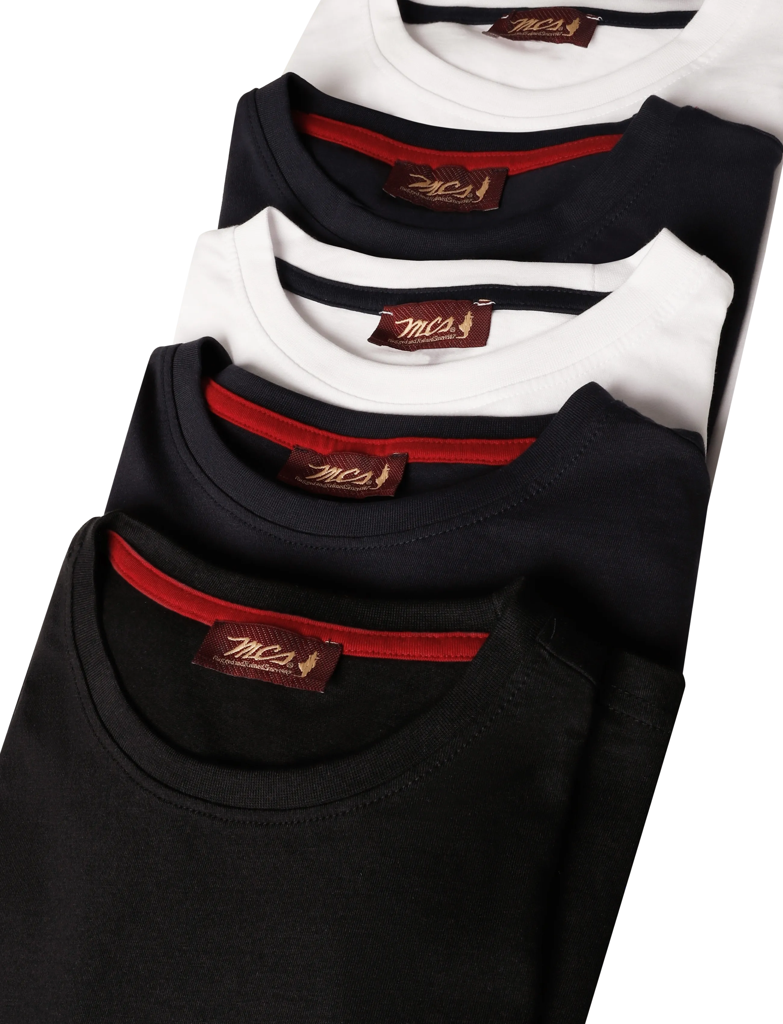 MCS - MCTEXAS TEE 5PK O-NECK JRS - efterårstøj - 2white/2darksapphire/1tapshoe - 2