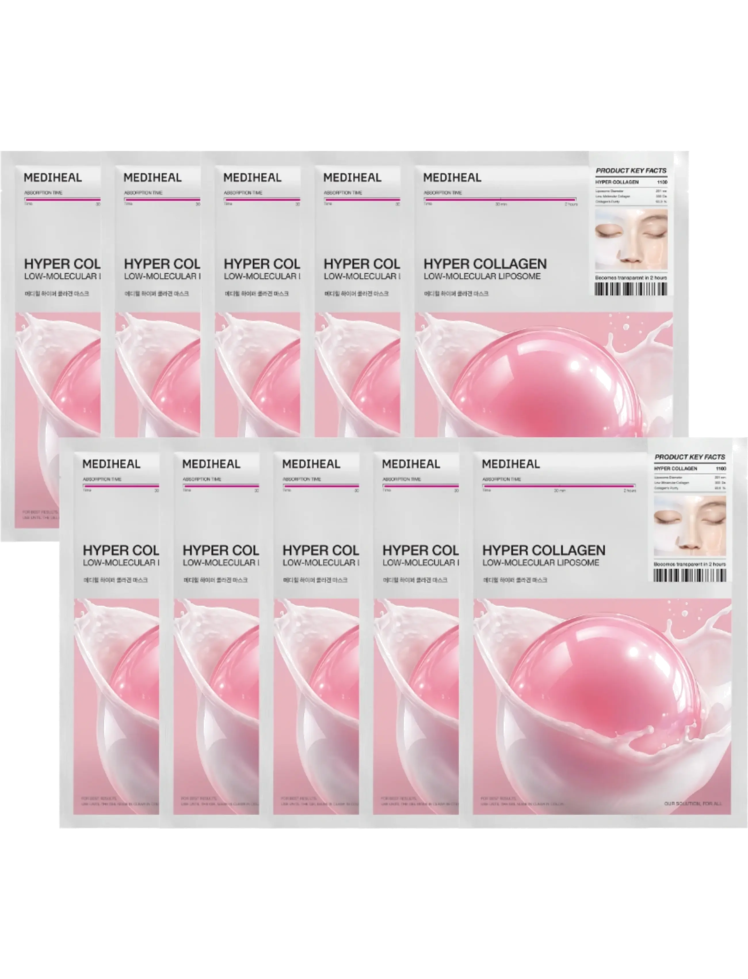 Mediheal Mediheal - Hyper Collagen Mask (10pcs.) - Hudpleie - CLEAR / undefined