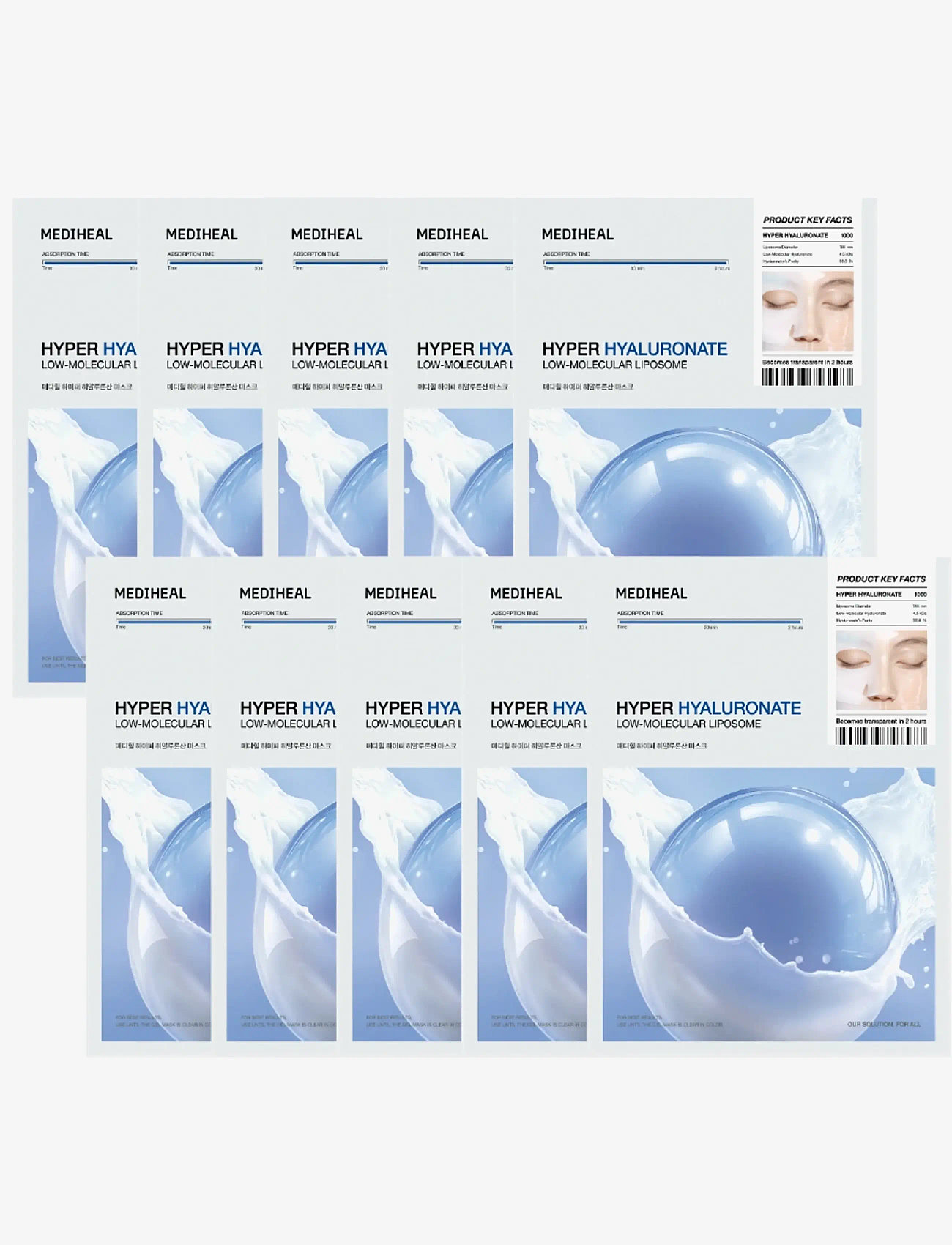 Mediheal - Mediheal - Hyper Hyaluronate Mask (10pcs.) - sheet masks - clear - 1