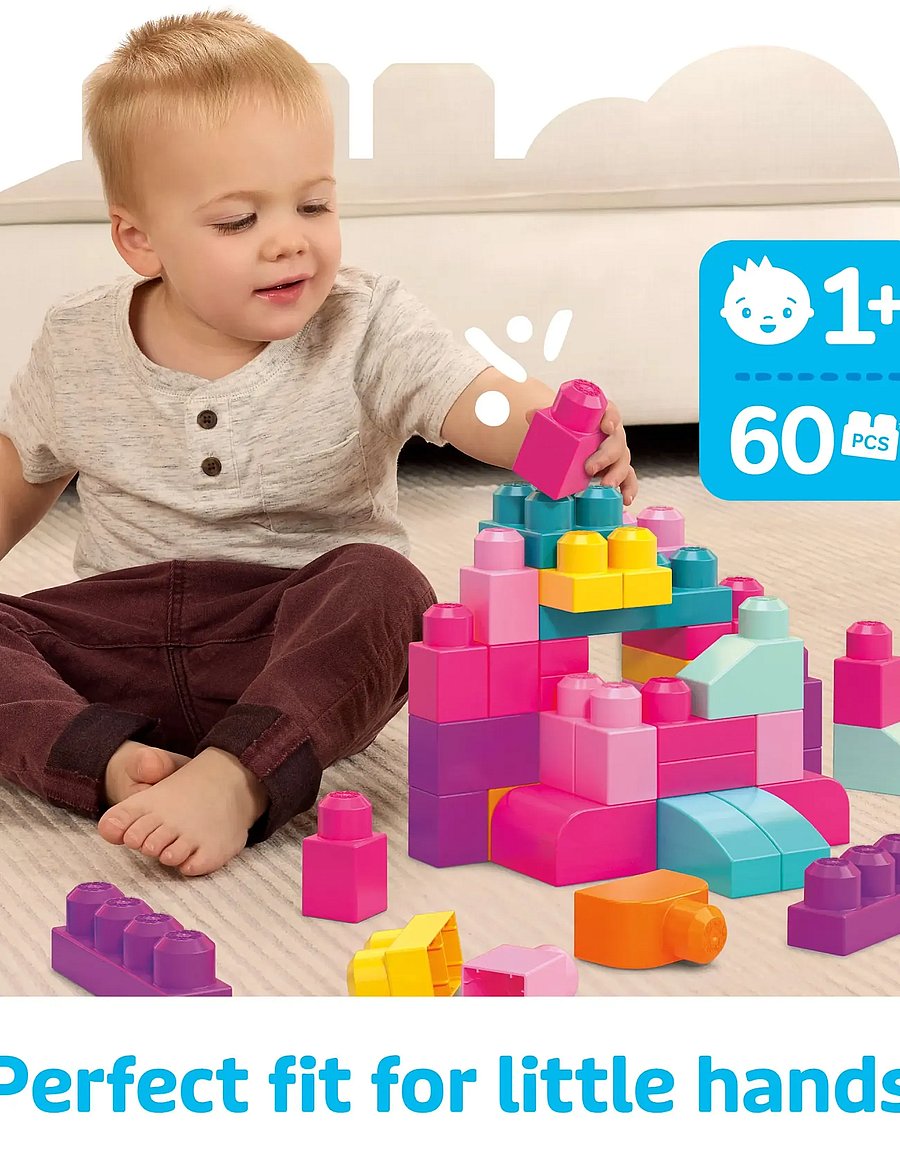 MEGA Bloks - BLOKS First Builders Big Building Bag Toy Blocks with Storage Bag (60 Pieces) for Toddler - kubbar - multi color - 0