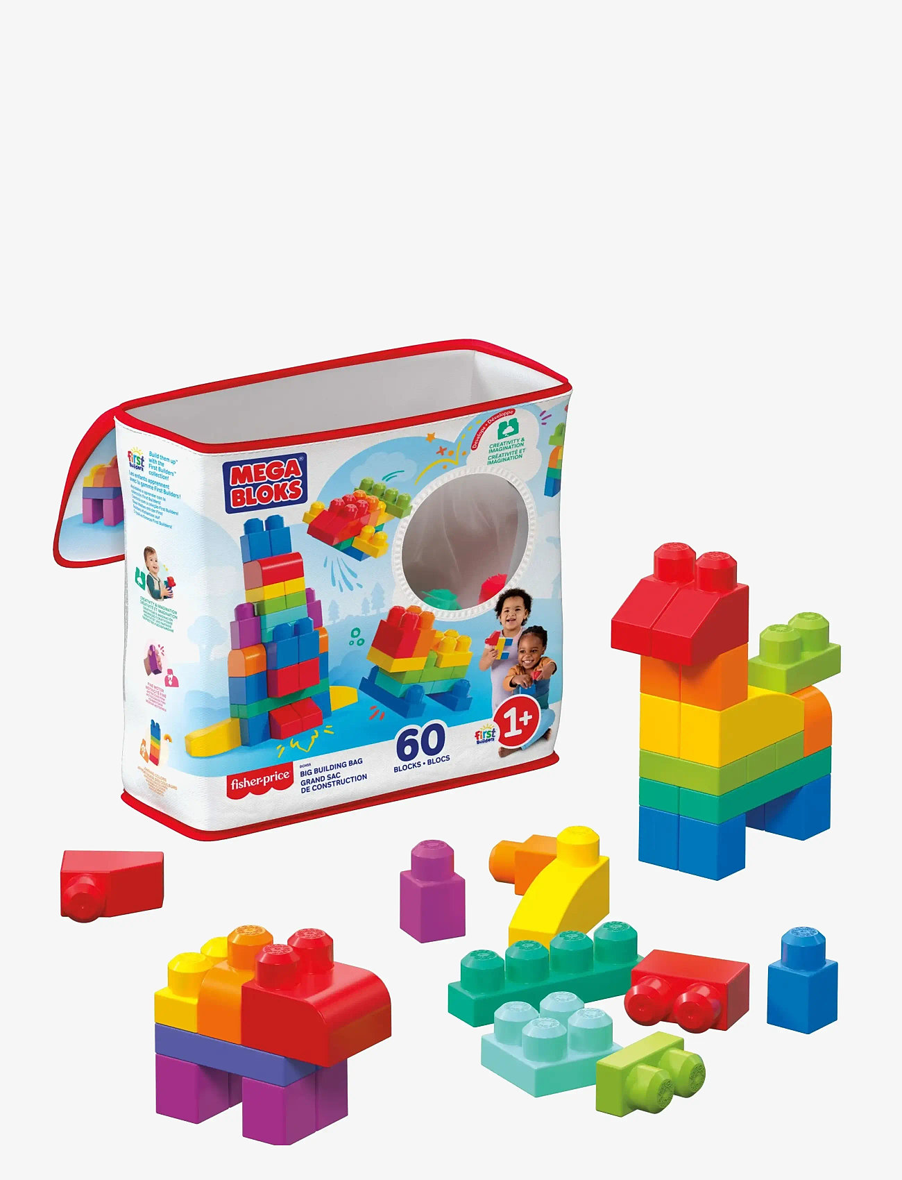 MEGA Bloks BLOKS First Builders Big Building Bag Toy Blocks with Storage Bag (60 Pieces) for Toddler - Last chance - MULTI COLOR / multi