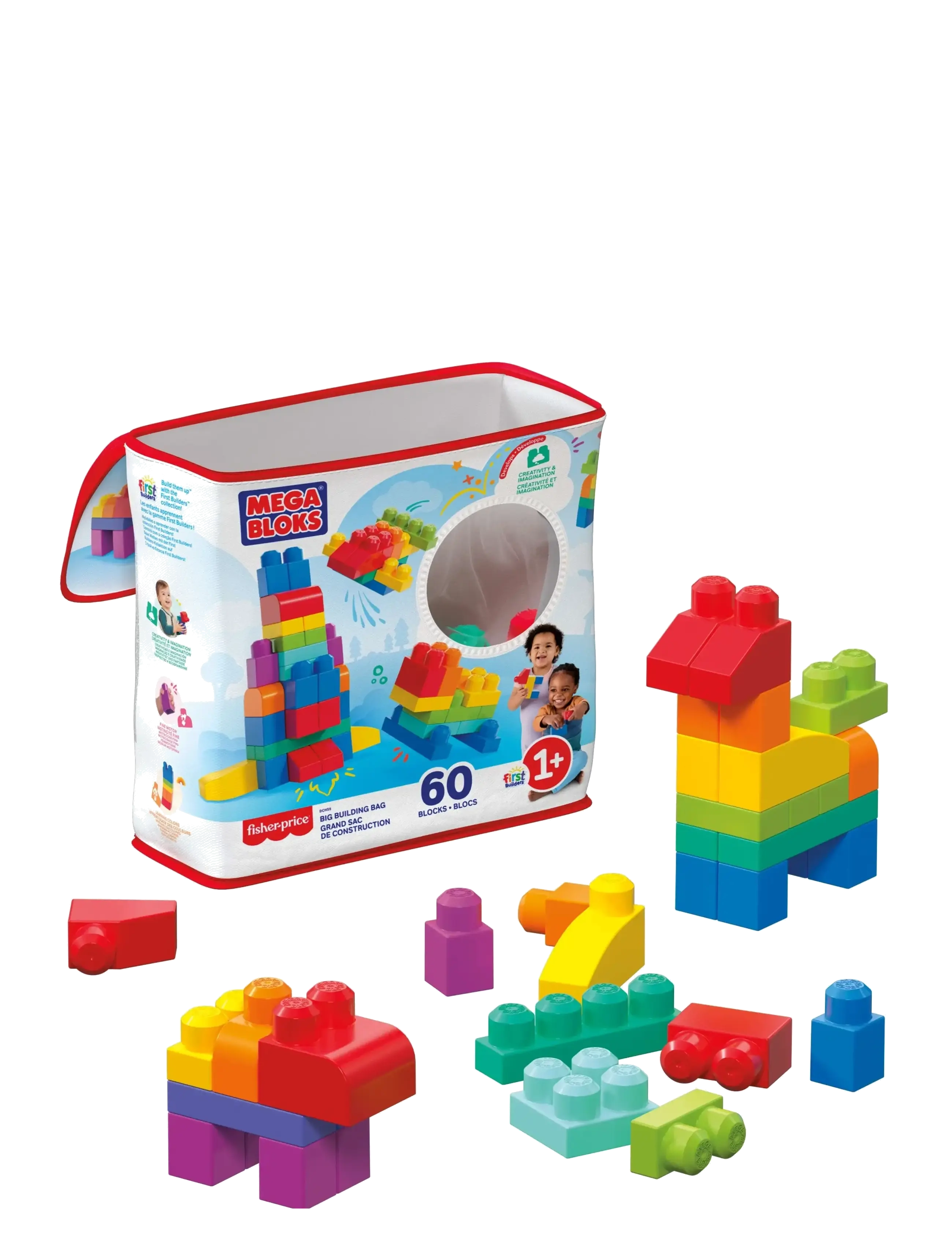 MEGA BLOKS Bloks First Builders Big Building Tasche Toy Blocks With Storage Tasche (60 Pieces) For Toddler Patterned - One Size - Kinder
