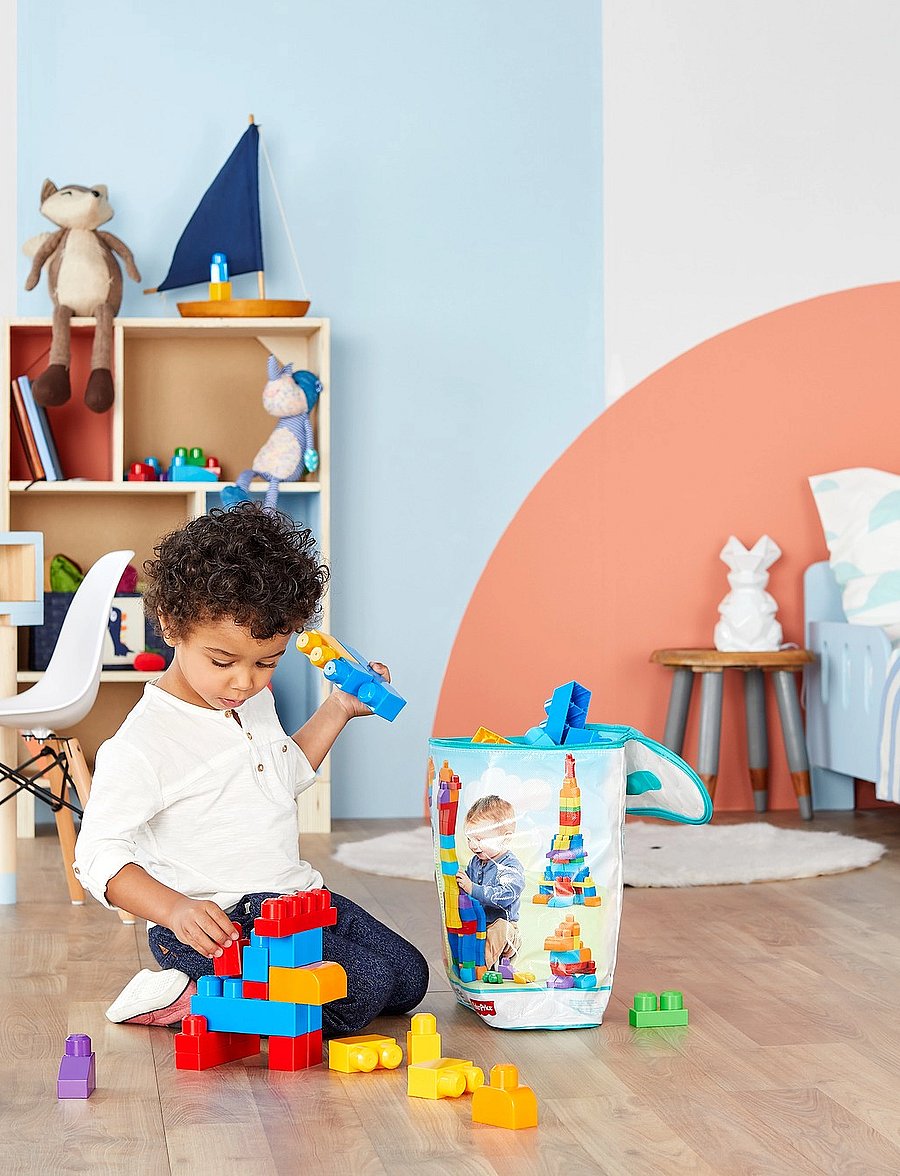 MEGA Bloks - BLOKS First Builders Big Building Bag Toy Blocks with Storage Bag (60 Pieces) for Toddler - byggeklodser - multi color - 0