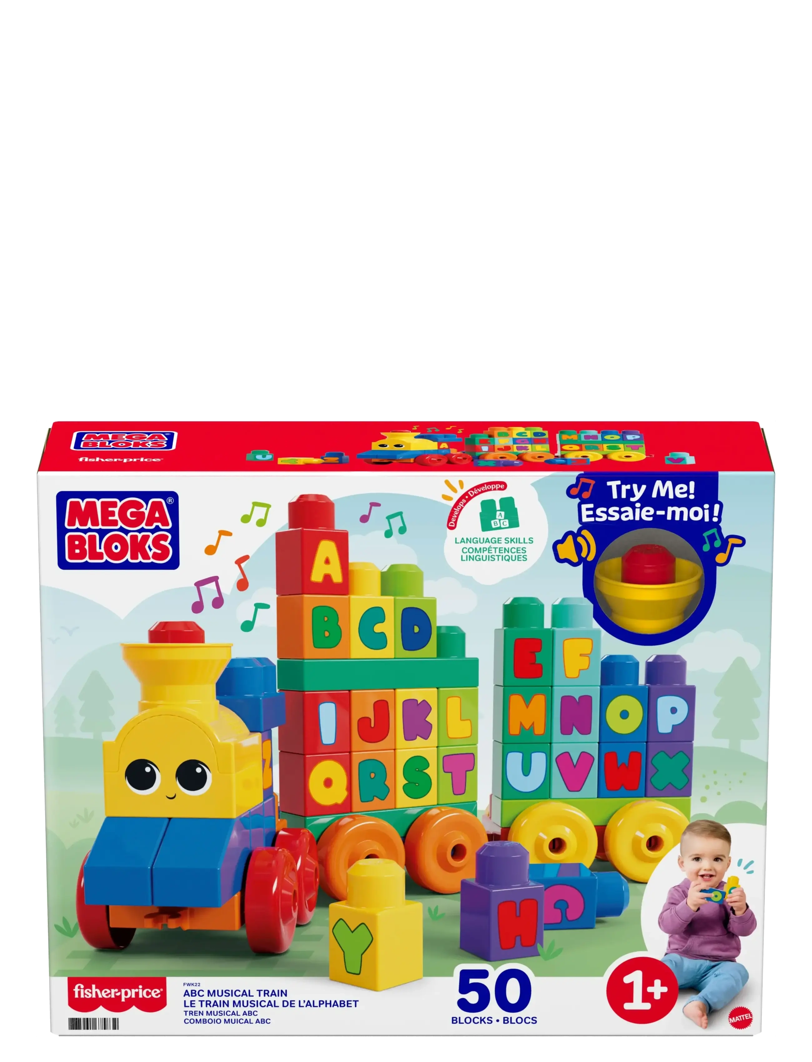 MEGA Bloks - BLOKS First Builders ABC Musical Train Toy Building Blocks with Music (50 Pieces) for Toddler - byggeklodser - multi color - 3