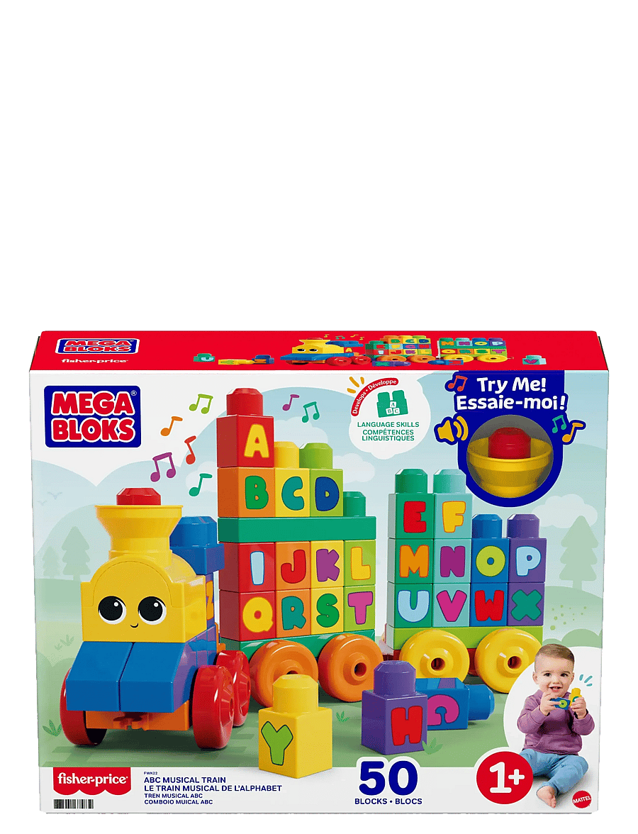 MEGA Bloks - BLOKS First Builders ABC Musical Train Toy Building Blocks with Music (50 Pieces) for Toddler - ehitusklotsid - multi color - 3