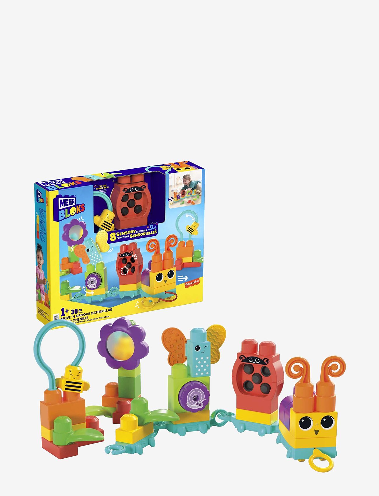 MEGA Bloks - BLOKS Move 'n Groove Caterpillar - stapelbara klossar - multi color - 0