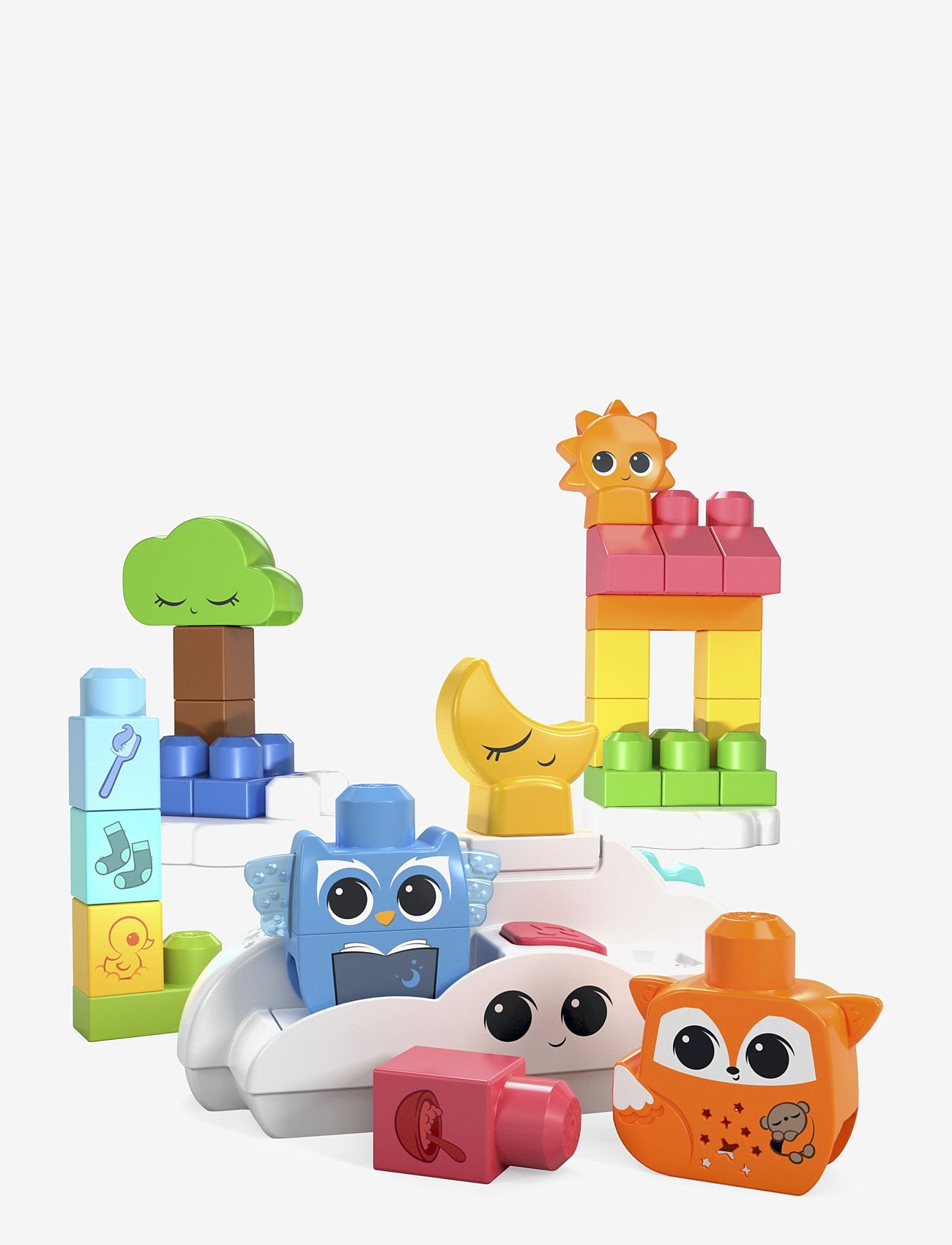 MEGA Bloks - BLOKS Fisher-Price Toy Blocks Rise & Snooze Night Light (30 Pieces) for Toddler - natlamper - multi color - 1