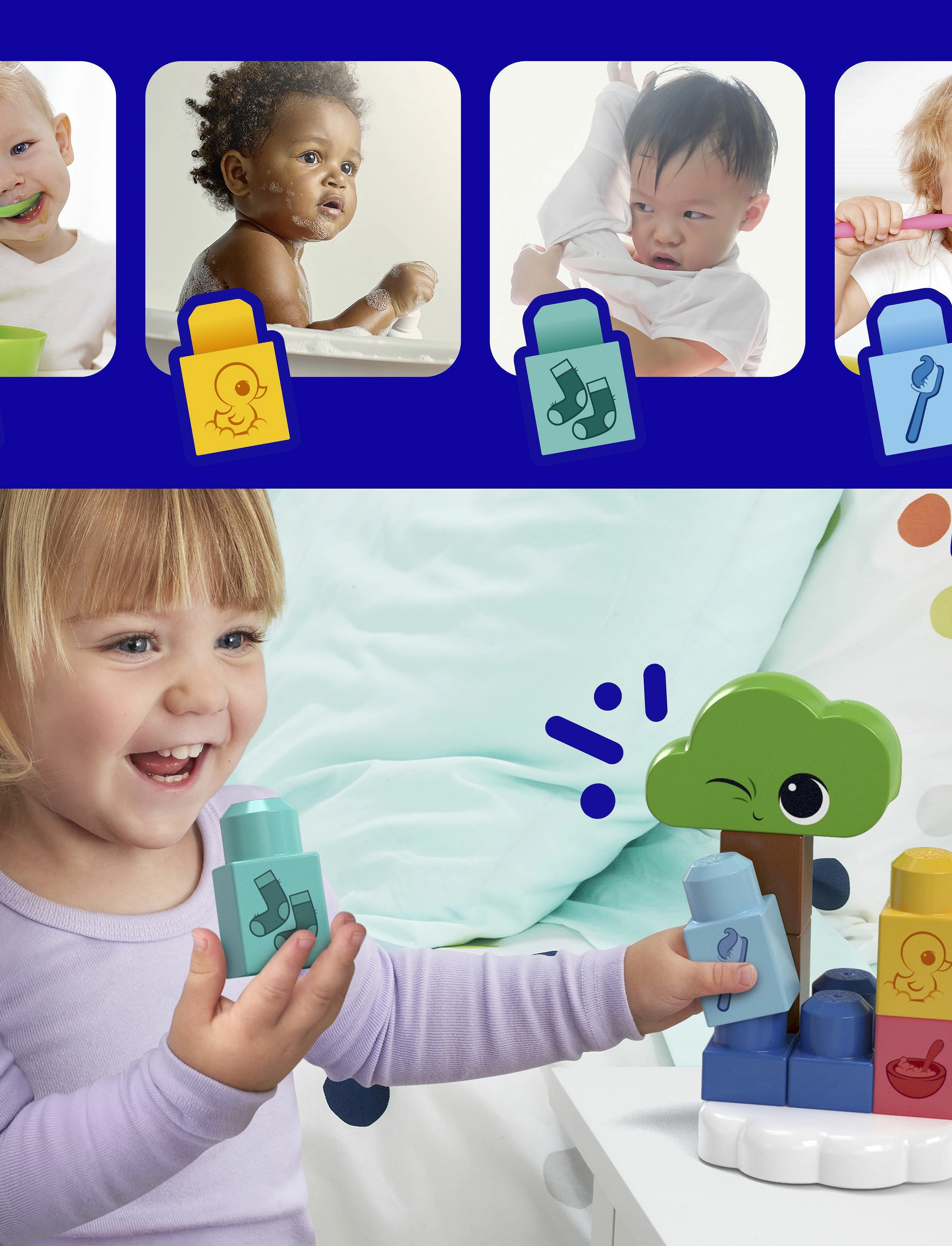 MEGA Bloks Fisher-Price Toy Blocks Rise & Snooze Night Light (30 Pieces) For Toddler, One Size, Lighting, Mehrfarbig/gemustert - Lamps, Kinder
