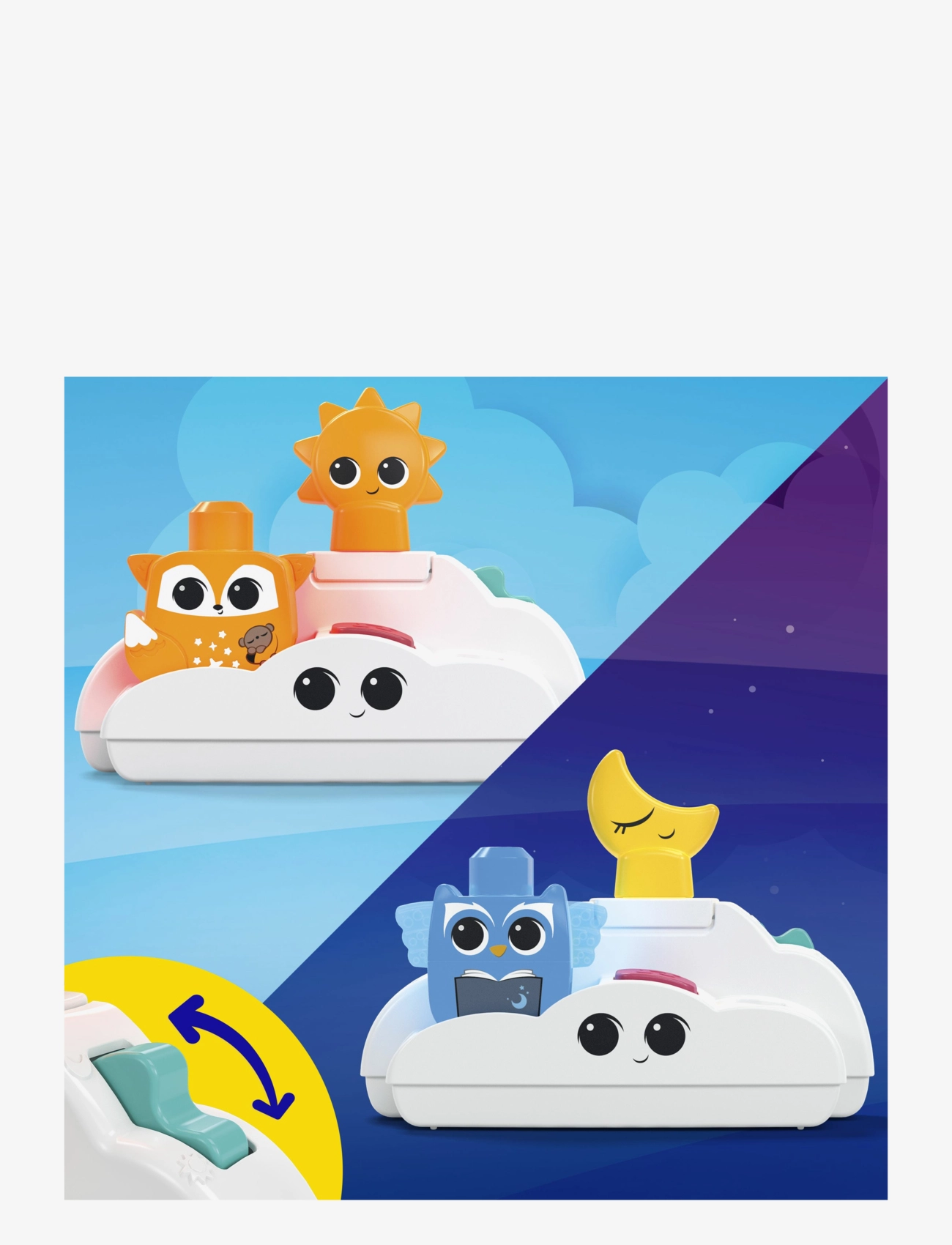 MEGA Bloks - BLOKS Fisher-Price Toy Blocks Rise & Snooze Night Light (30 Pieces) for Toddler - valgustus - multi color - 1