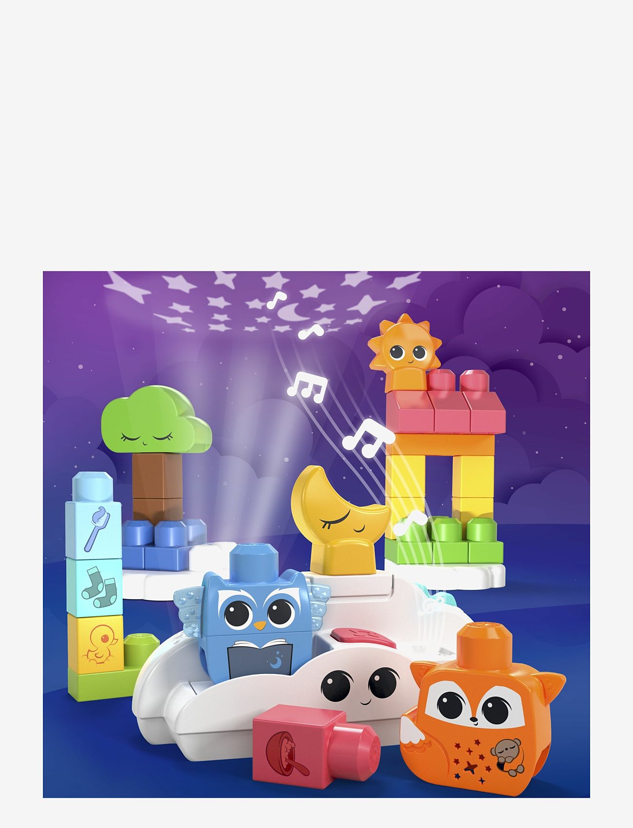 MEGA Bloks - BLOKS Fisher-Price Toy Blocks Rise & Snooze Night Light (30 Pieces) for Toddler - natlamper - multi color - 3
