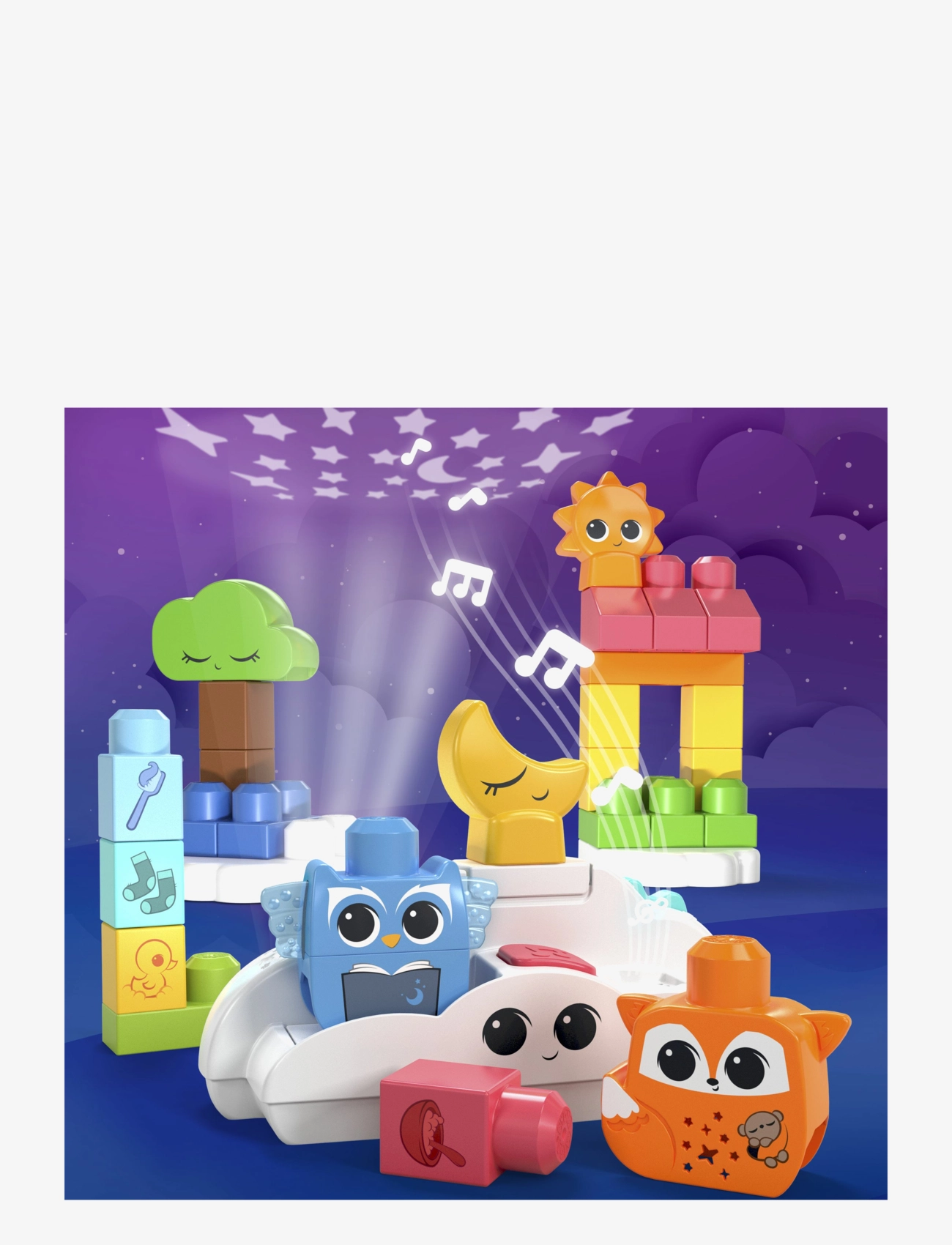 MEGA Bloks - BLOKS Fisher-Price Toy Blocks Rise & Snooze Night Light (30 Pieces) for Toddler - valgustus - multi color - 2