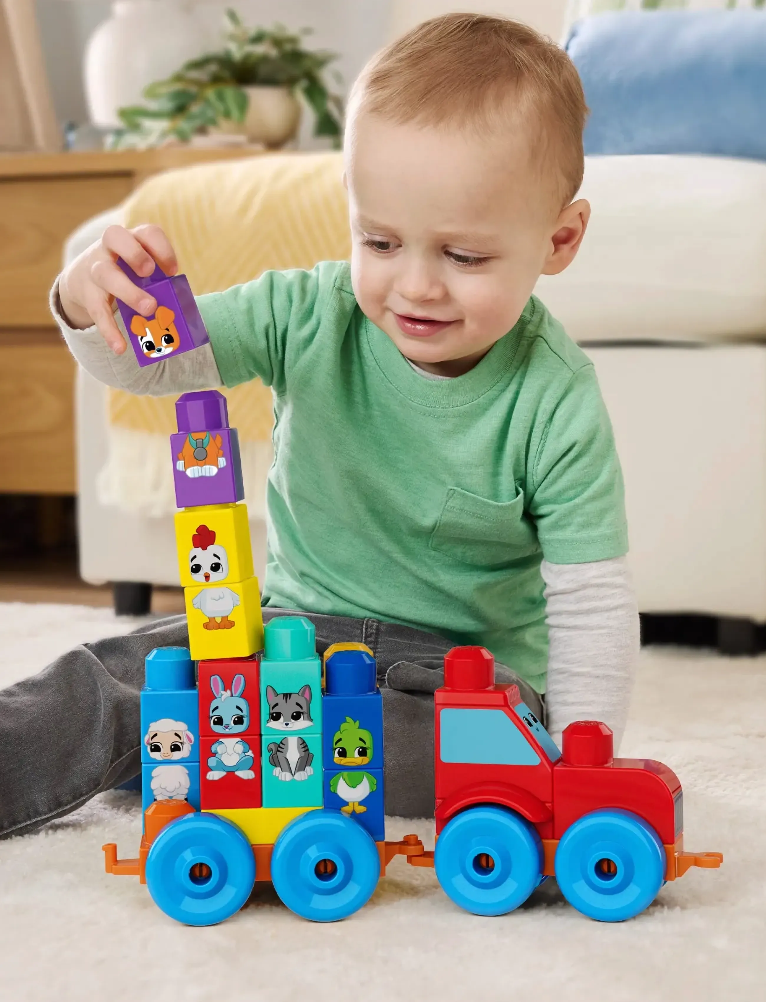 MEGA Bloks First Builders Build & Match Animal Tractor Block Toy (30 Pieces) For Toddler, One Size, Building Sets Blocks, Mehrfarbig/gemustert - Kinde