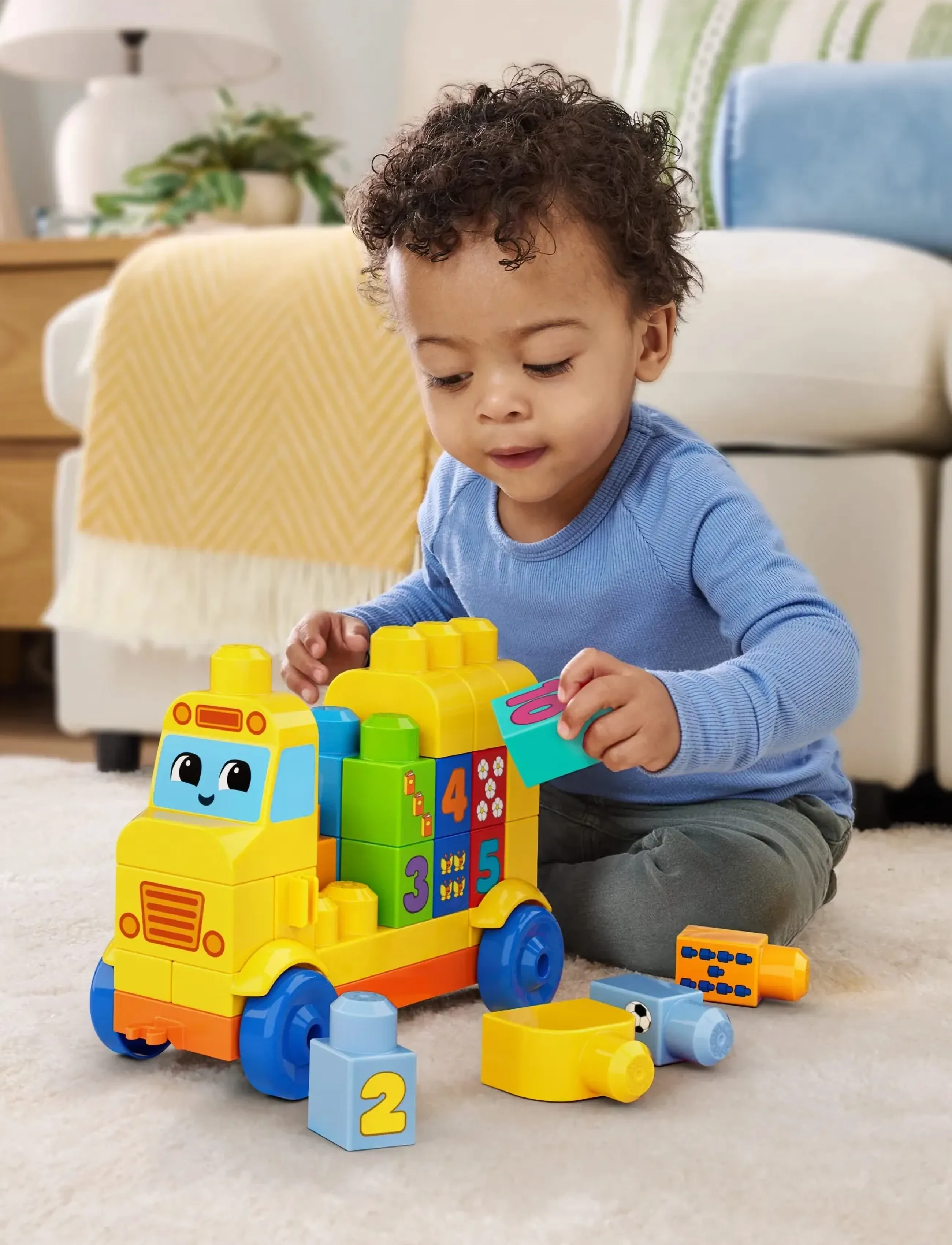 MEGA Bloks First Builders Build & Count Bus Block Toy (45 Pieces) For Toddler, One Size, Building Sets Blocks, Gelb - Kinder
