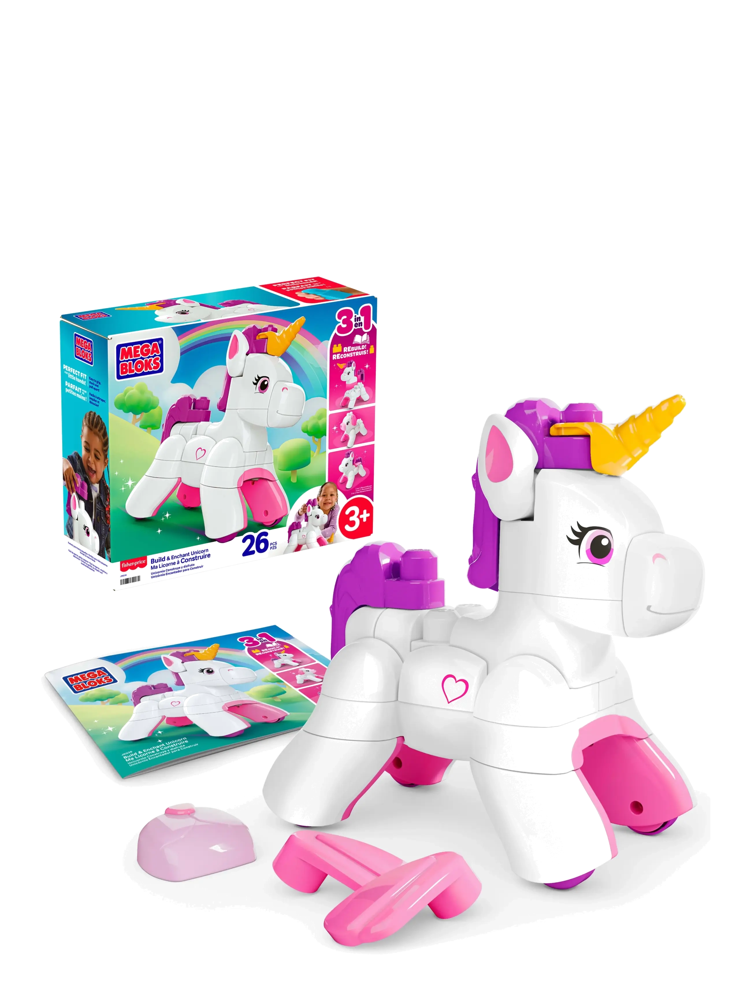 MEGA Bloks Build & Enchant Unicorn, One Size, Building Sets Blocks, Weiß - Sets, Kinder