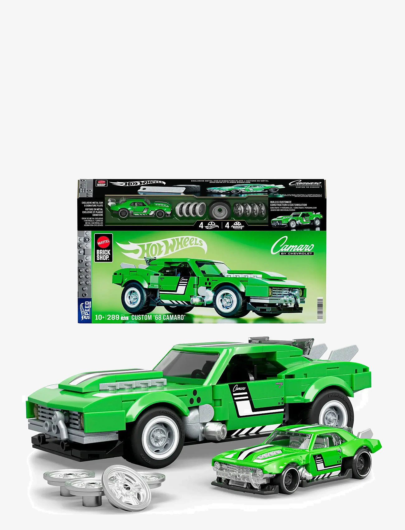 Mattel Brick Shop - Brick Shop Hot Wheels Custom ’68 Camaro Building Toy Kit (289 Pieces), for Collectors - spielzeugautos - multi color - 1