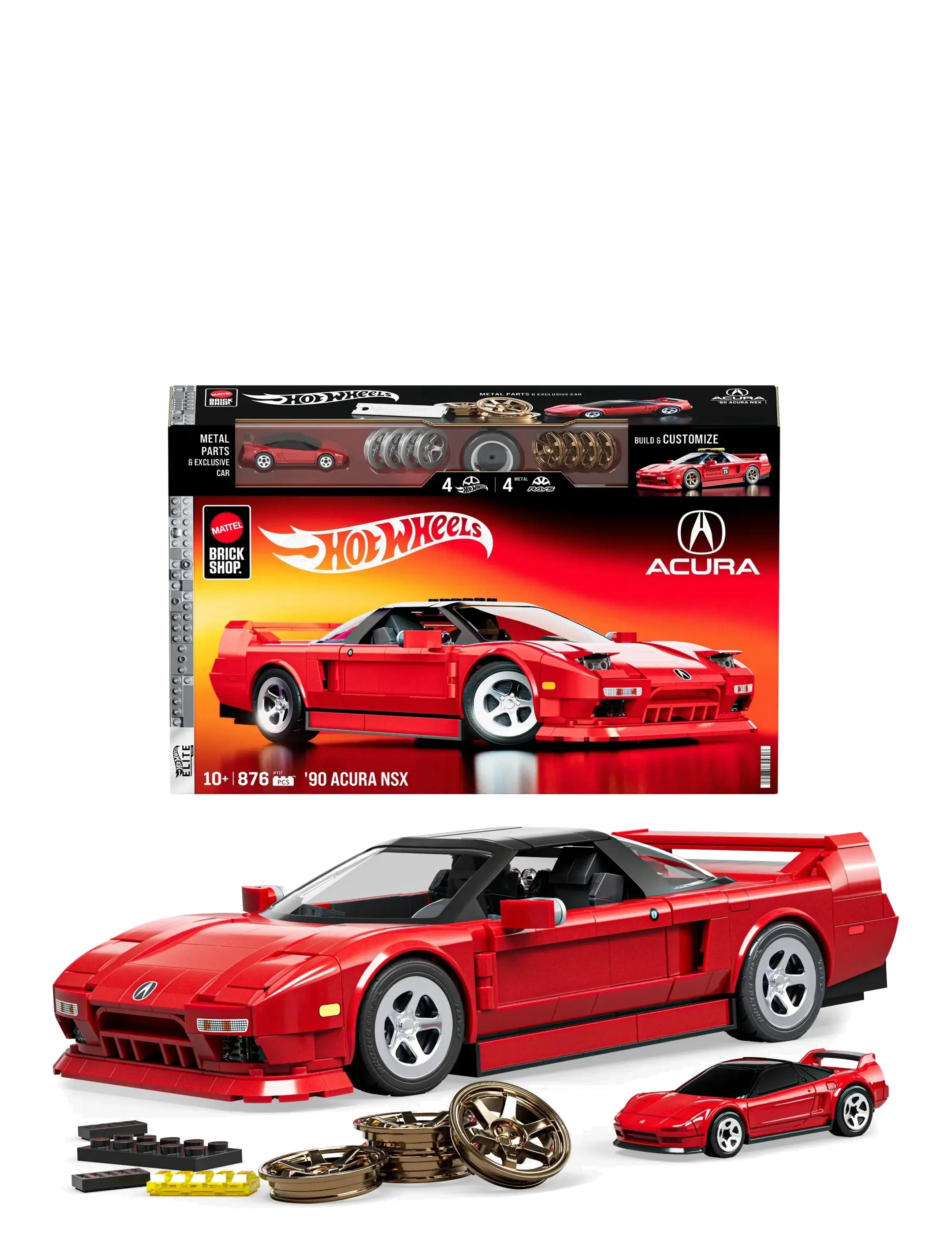 Mattel Brick Shop Brick Shop Hot Wheels ’90 Acura NSX Building Toy (876 Pieces), for Collectors - Mänguautod ja sõidukid - MULTI COLOR / red