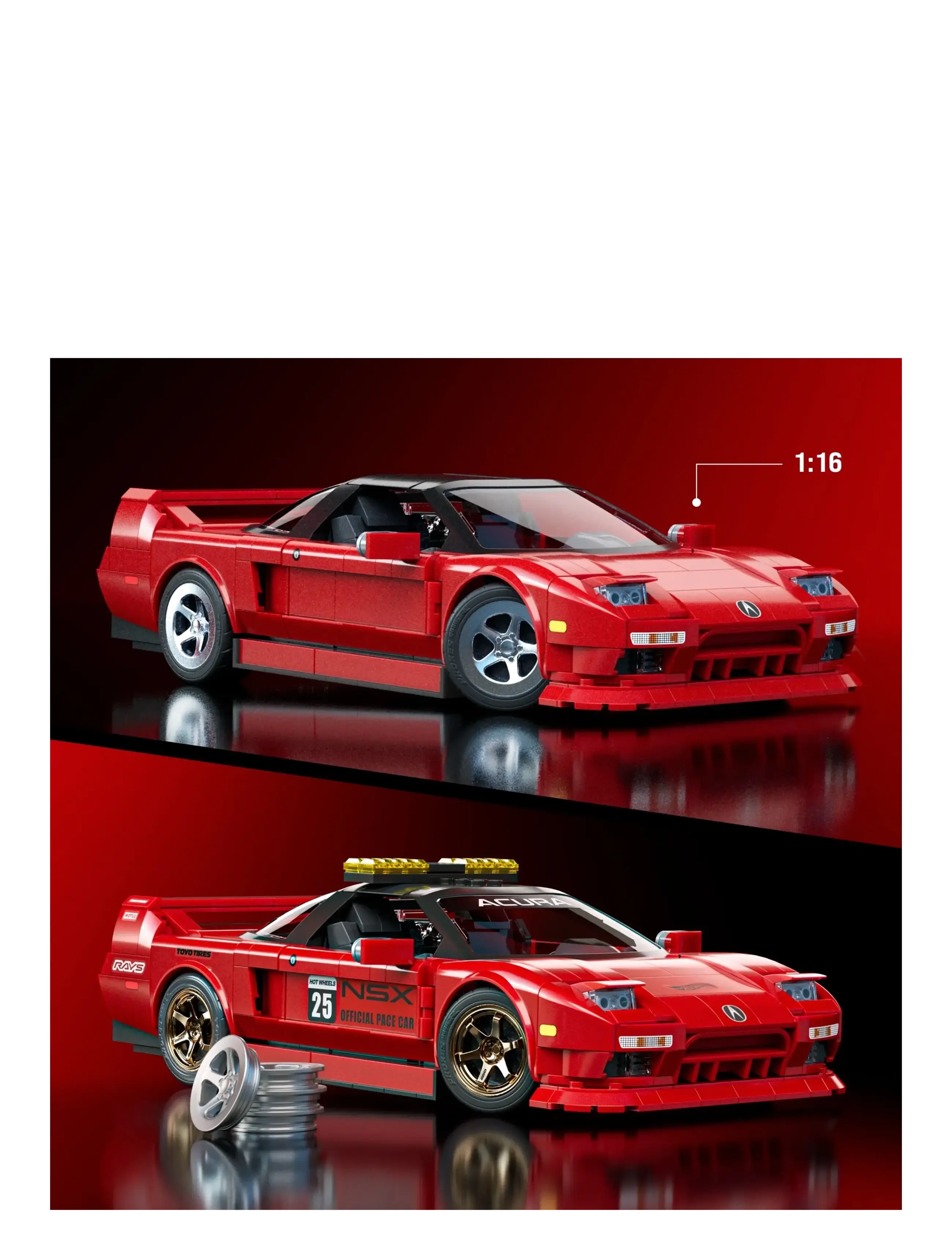 Mattel Brick Shop - Brick Shop Hot Wheels ’90 Acura NSX Building Toy (876 Pieces), for Collectors - spielzeugautos - multi color - 3