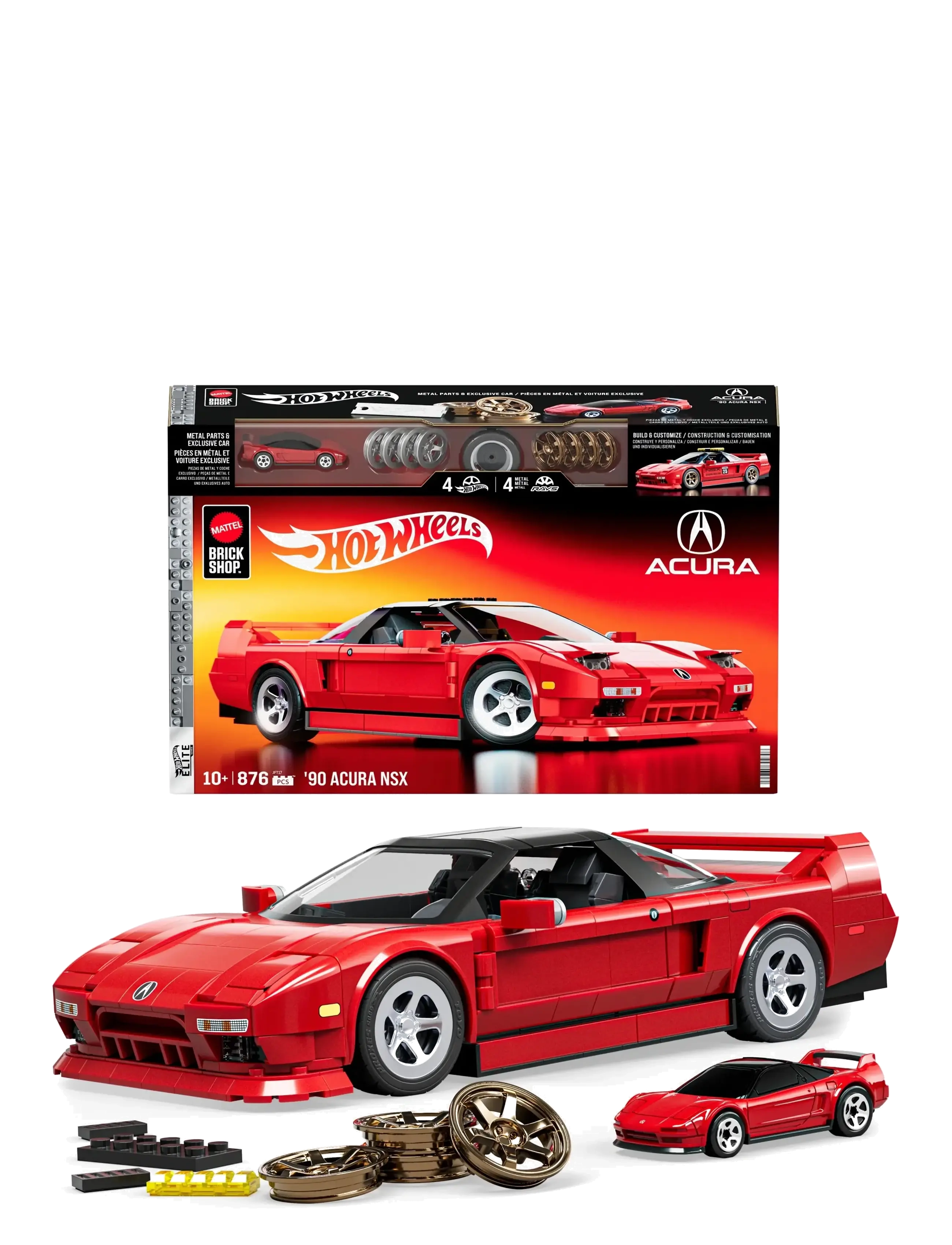Mattel Brick Shop - Brick Shop Hot Wheels ’90 Acura NSX Building Toy (876 Pieces), for Collectors - spielzeugautos - multi color - 4