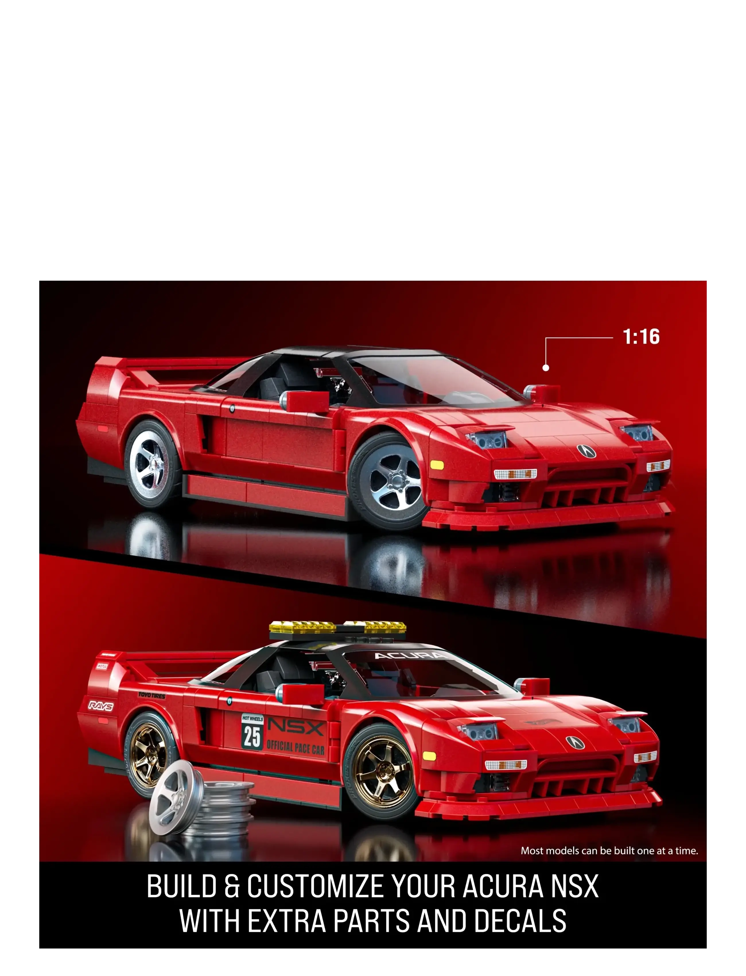 Mattel Brick Shop - Brick Shop Hot Wheels ’90 Acura NSX Building Toy (876 Pieces), for Collectors - spielzeugautos - multi color - 5
