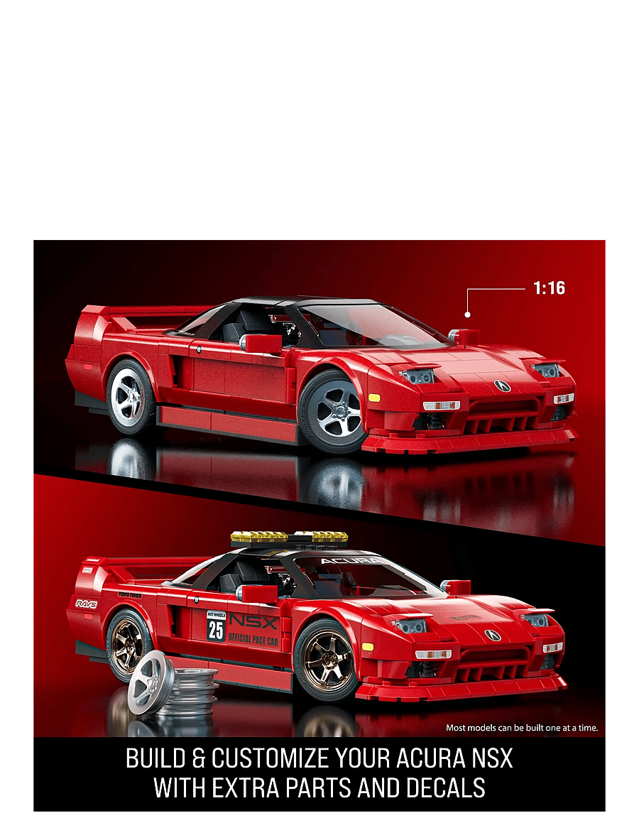 Mattel Brick Shop - Brick Shop Hot Wheels ’90 Acura NSX Building Toy (876 Pieces), for Collectors - spielzeugautos - multi color - 5