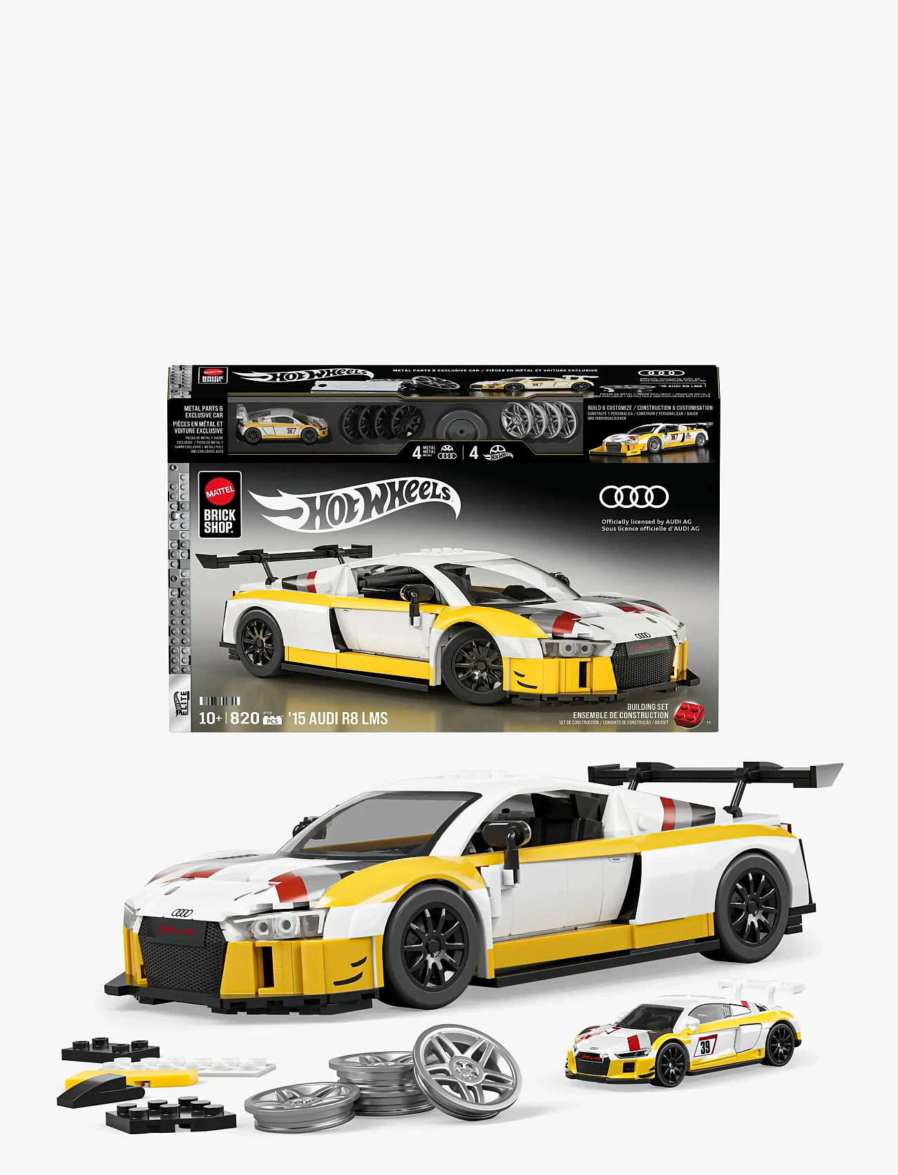 Mattel Brick Shop - Brick Shop Hot Wheels ‘15 Audi R8 LMS Building Toy Kit (820 Pieces), for Collectors - byggesæt - multi color - 0