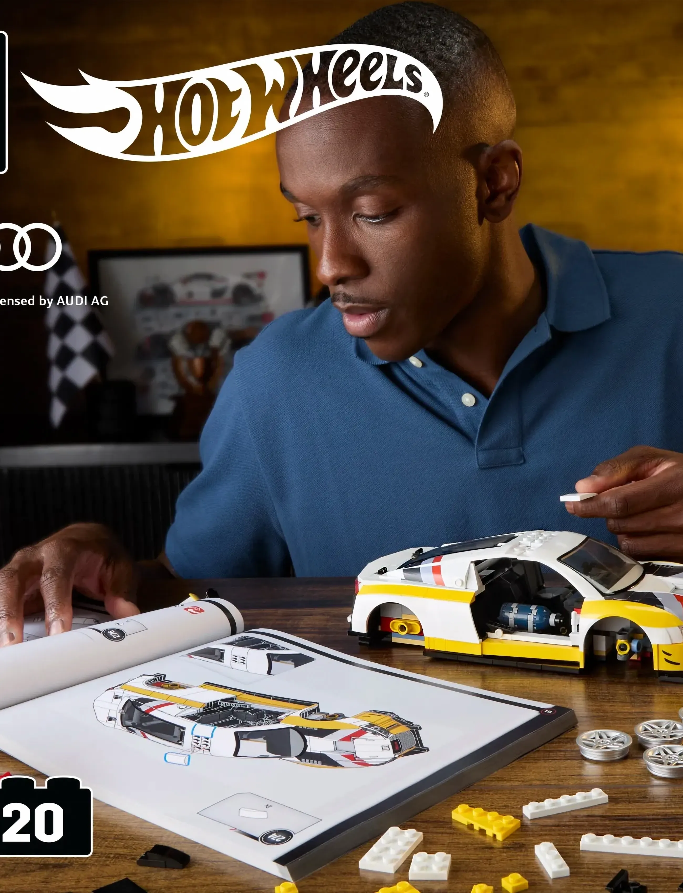 Mattel Brick Shop Hot Wheels ‘15 Audi R8 Lms Building Toy Kit (820 Pieces), For Collectors, One Size, Yellow, Byggesæt Og -Klodser > Byggesæt, Børn