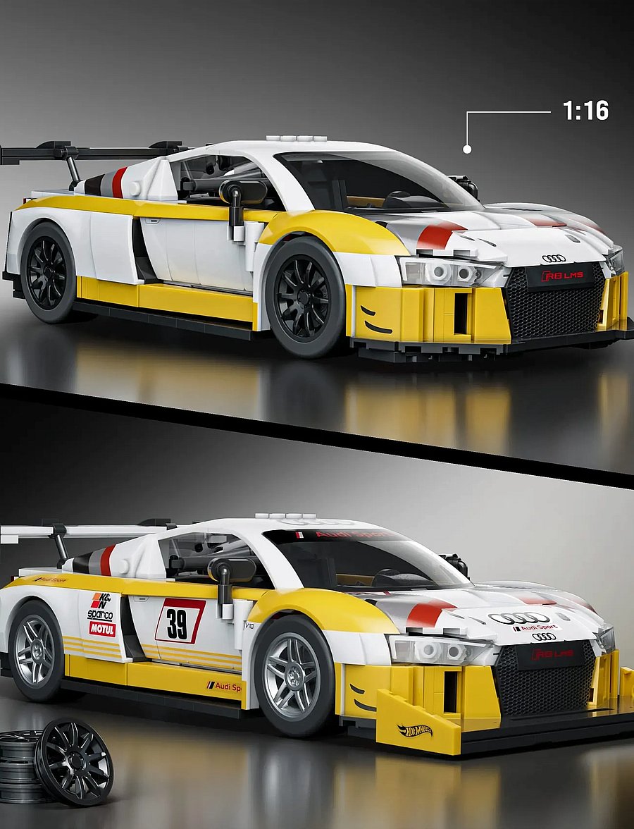 Mattel Brick Shop - Hot Wheels ‘15 Audi R8 LMS Building Toy Kit (820 Pieces), for Collectors - baukästen - multi color - 2