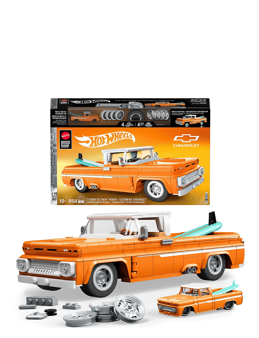 Mattel Brick Shop - Brick Shop Hot Wheels Custom ’62 Chevy Pickup Building Toy Kit (858 Pieces), for Collectors - spielzeugautos - multi color - 0