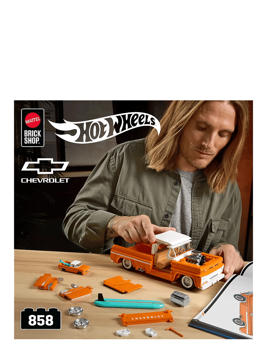 Mattel Brick Shop - Brick Shop Hot Wheels Custom ’62 Chevy Pickup Building Toy Kit (858 Pieces), for Collectors - spielzeugautos - multi color - 1