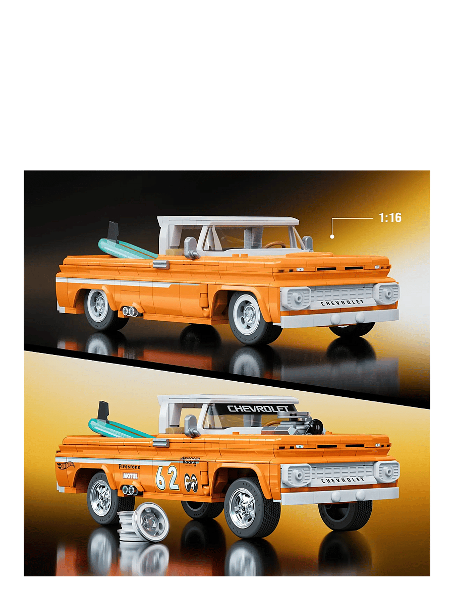 Mattel Brick Shop - Brick Shop Hot Wheels Custom ’62 Chevy Pickup Building Toy Kit (858 Pieces), for Collectors - spielzeugautos - multi color - 2