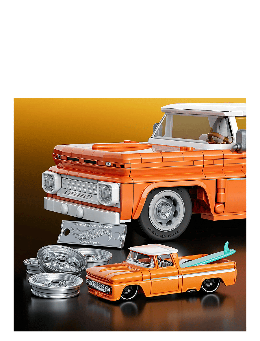 Mattel Brick Shop - Brick Shop Hot Wheels Custom ’62 Chevy Pickup Building Toy Kit (858 Pieces), for Collectors - spielzeugautos - multi color - 4