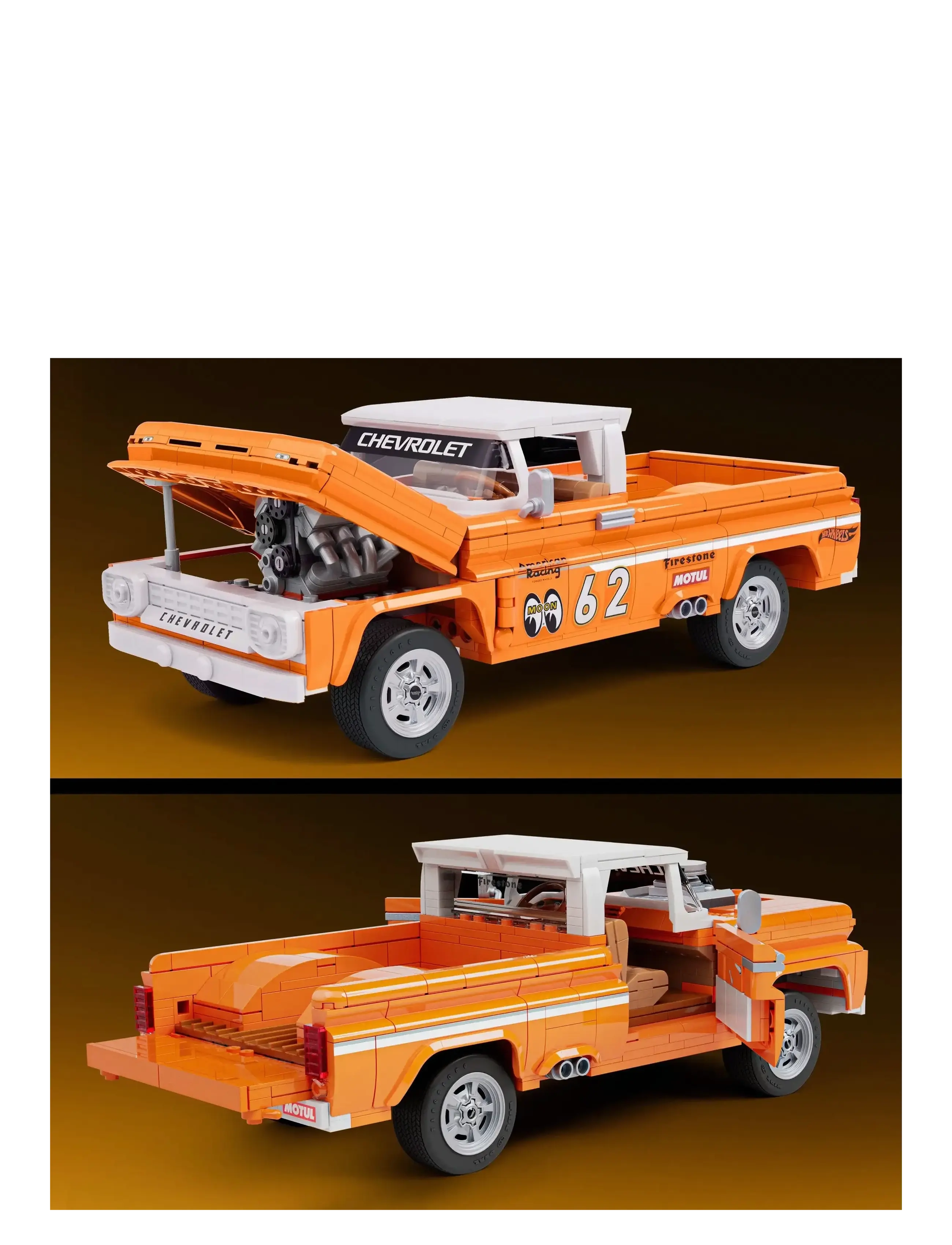 Mattel Brick Shop - Brick Shop Hot Wheels Custom ’62 Chevy Pickup Building Toy Kit (858 Pieces), for Collectors - spielzeugautos - multi color - 5