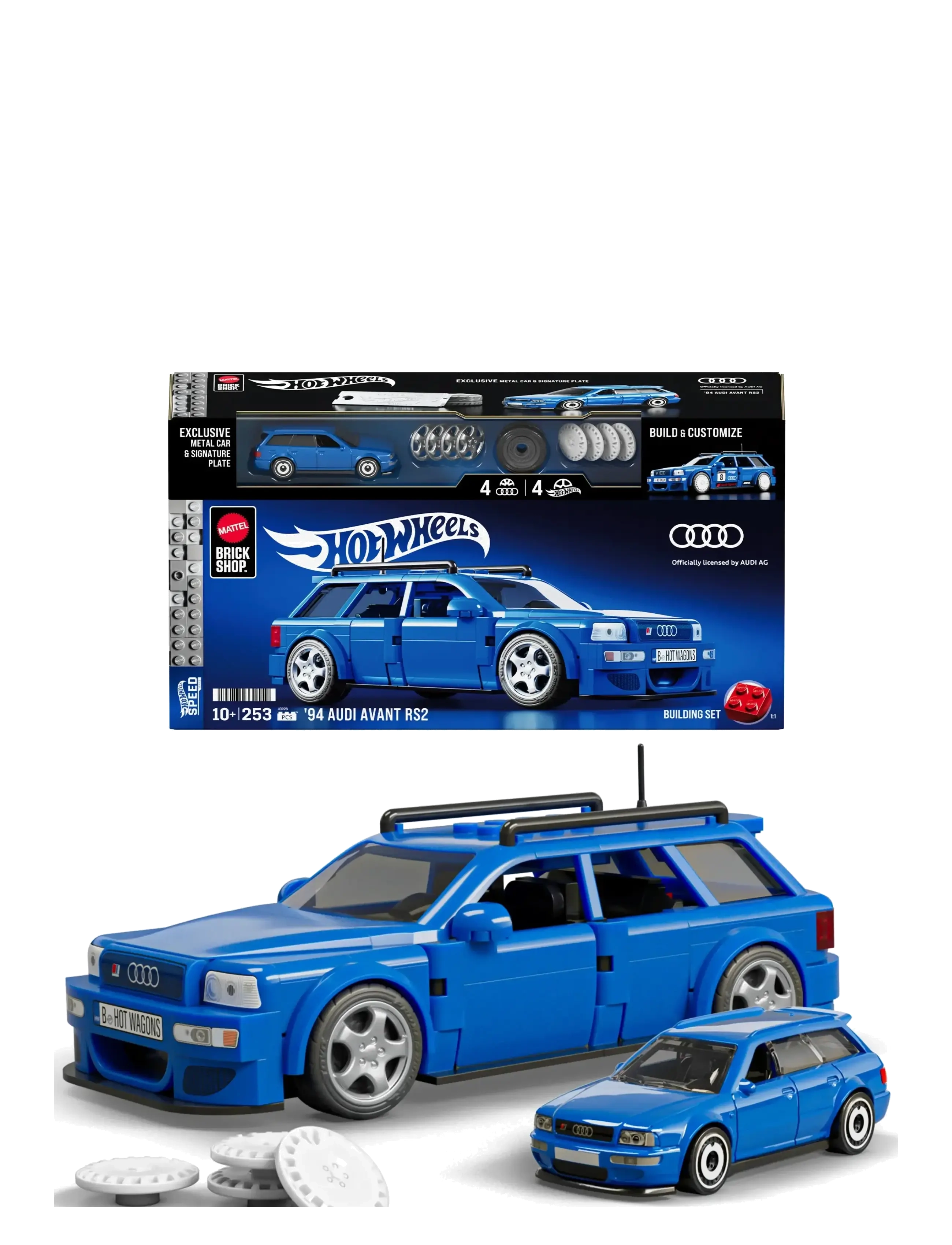Mattel Brick Shop Hot Wheels '94 Audi Avant Rs2 Building Toy Kit (253 Pieces), For Collectors, One Size, Blue, Toy Cars > Other Toy Cars, Børn
