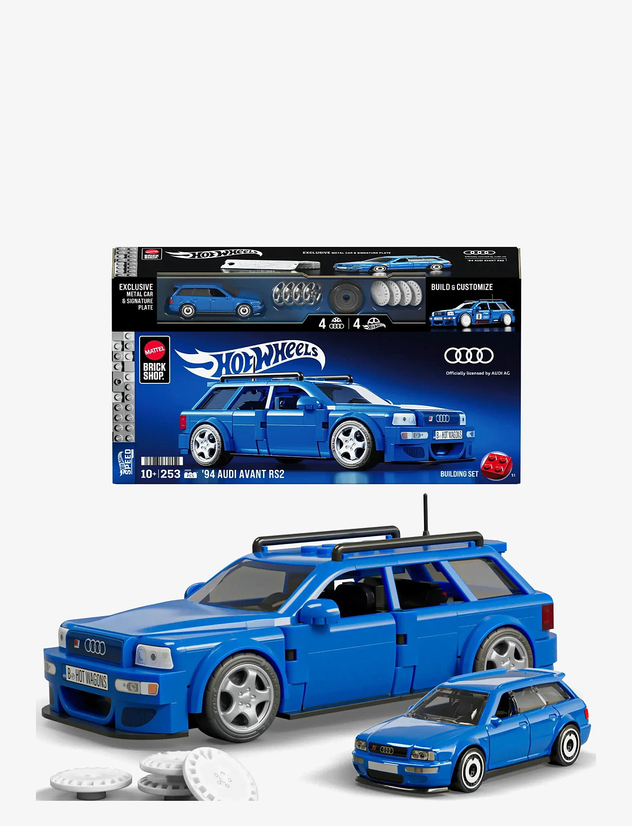 Mattel Brick Shop - Brick Shop Hot Wheels '94 Audi Avant RS2 Building Toy Kit (253 Pieces), for Collectors - mänguautod - multi color - 0