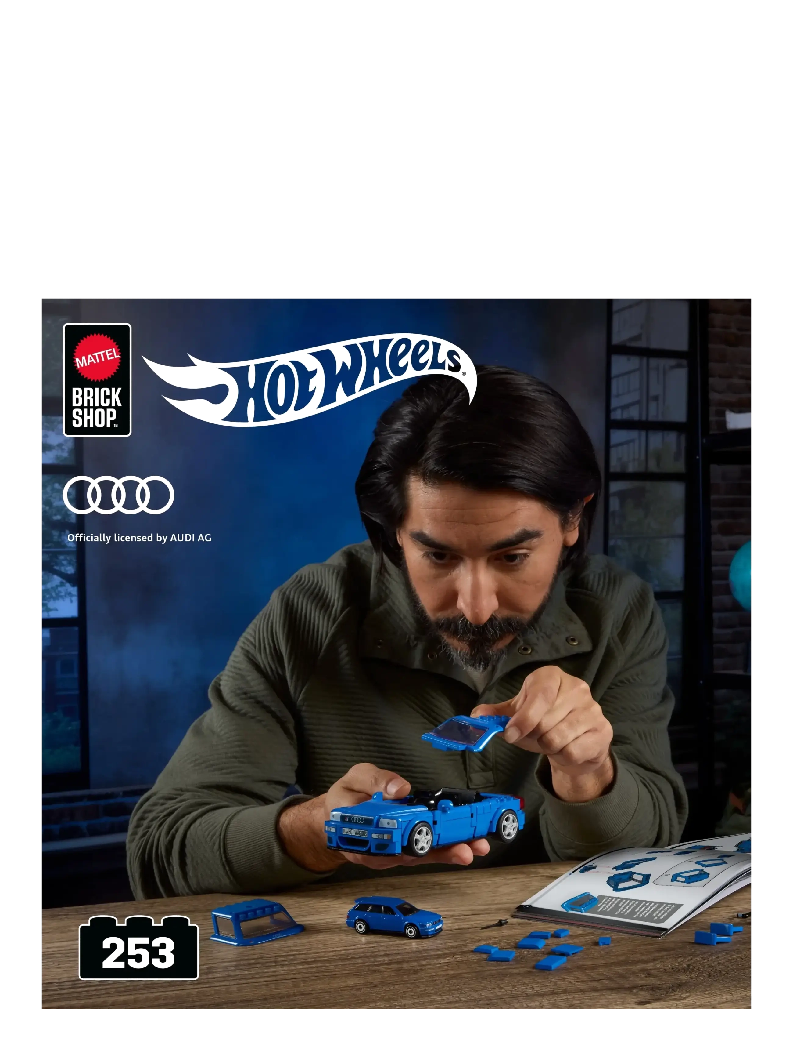 Mattel Brick Shop - Hot Wheels '94 Audi Avant RS2 Building Toy Kit (253 Pieces), for Collectors - leluautot - multi color - 1