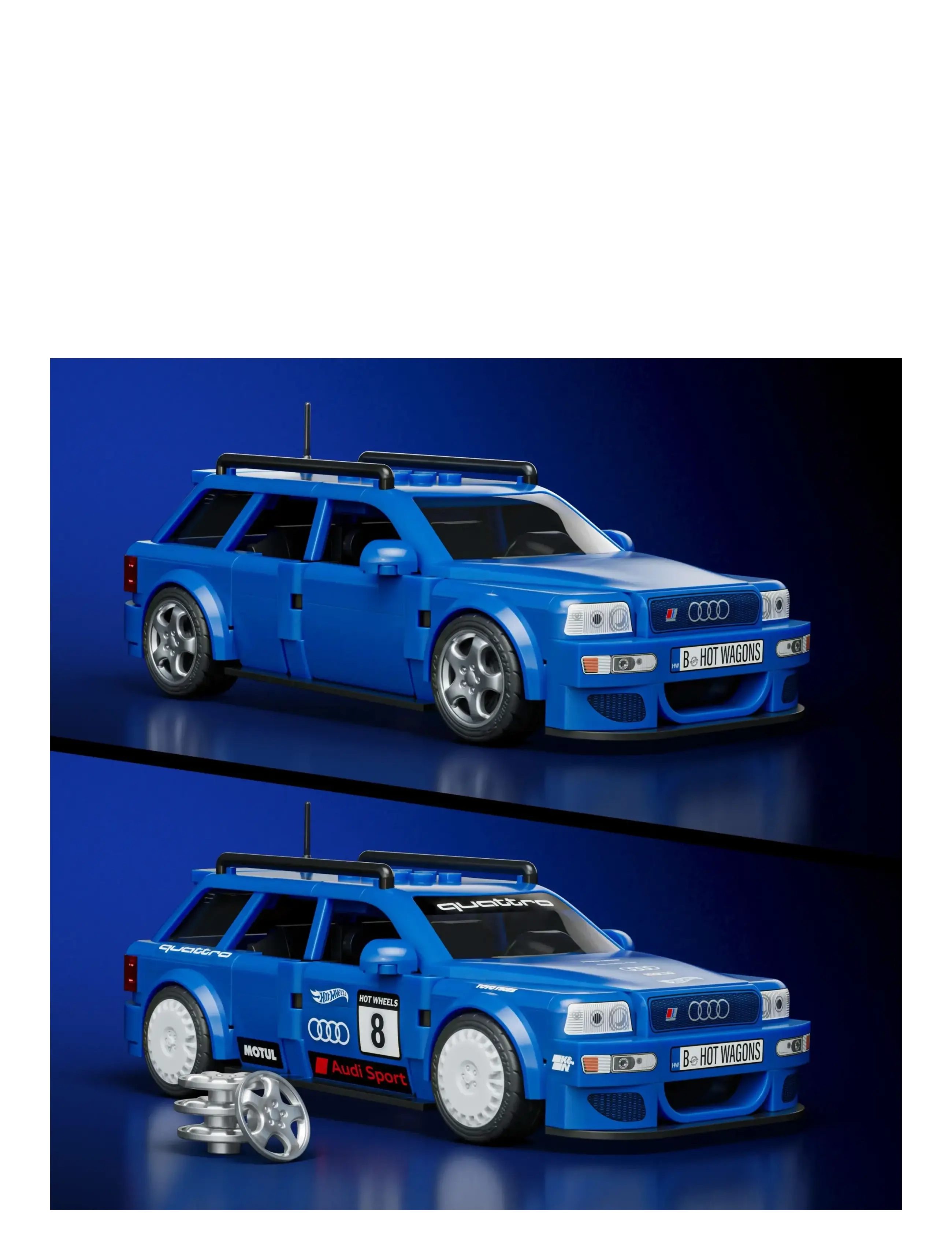 Mattel Brick Shop - Hot Wheels '94 Audi Avant RS2 Building Toy Kit (253 Pieces), for Collectors - leluautot - multi color - 2